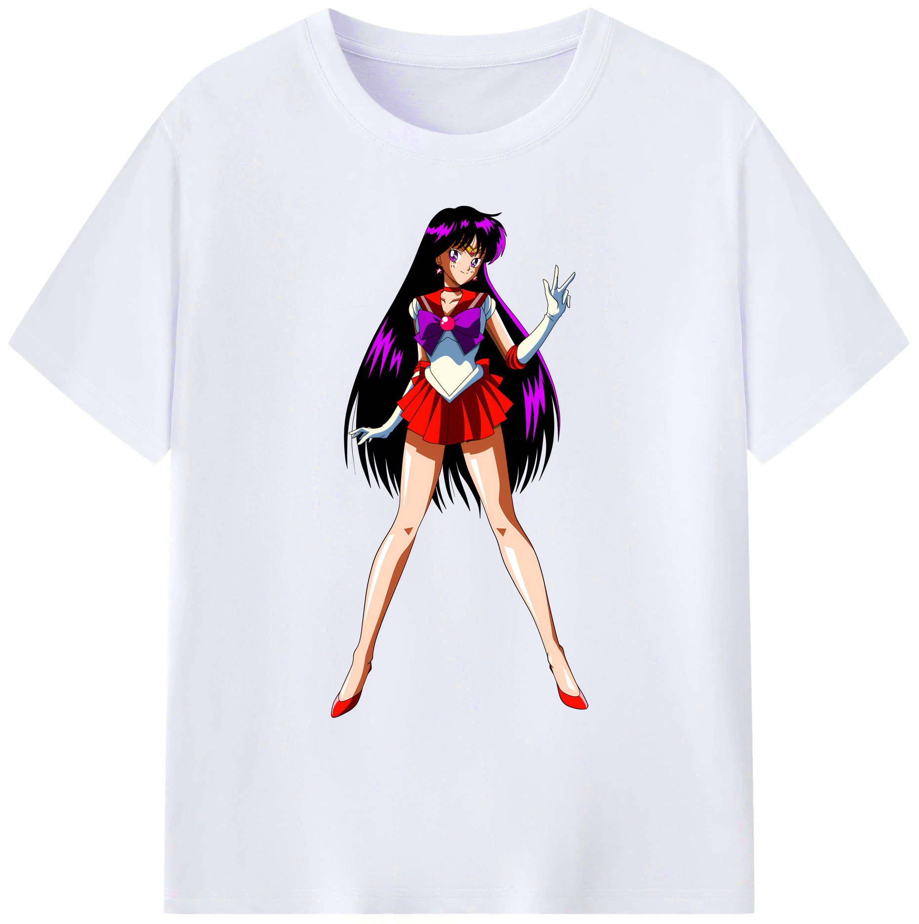 （画像用） 美少女戦士セーラームーン 火野レイ ひの レイ Sailor Moon Hino Rei （セーラーマーズ,Sailor Mars） 綿100％ メンズ半袖Tシャツ｜肌触りやわらか＆通気性