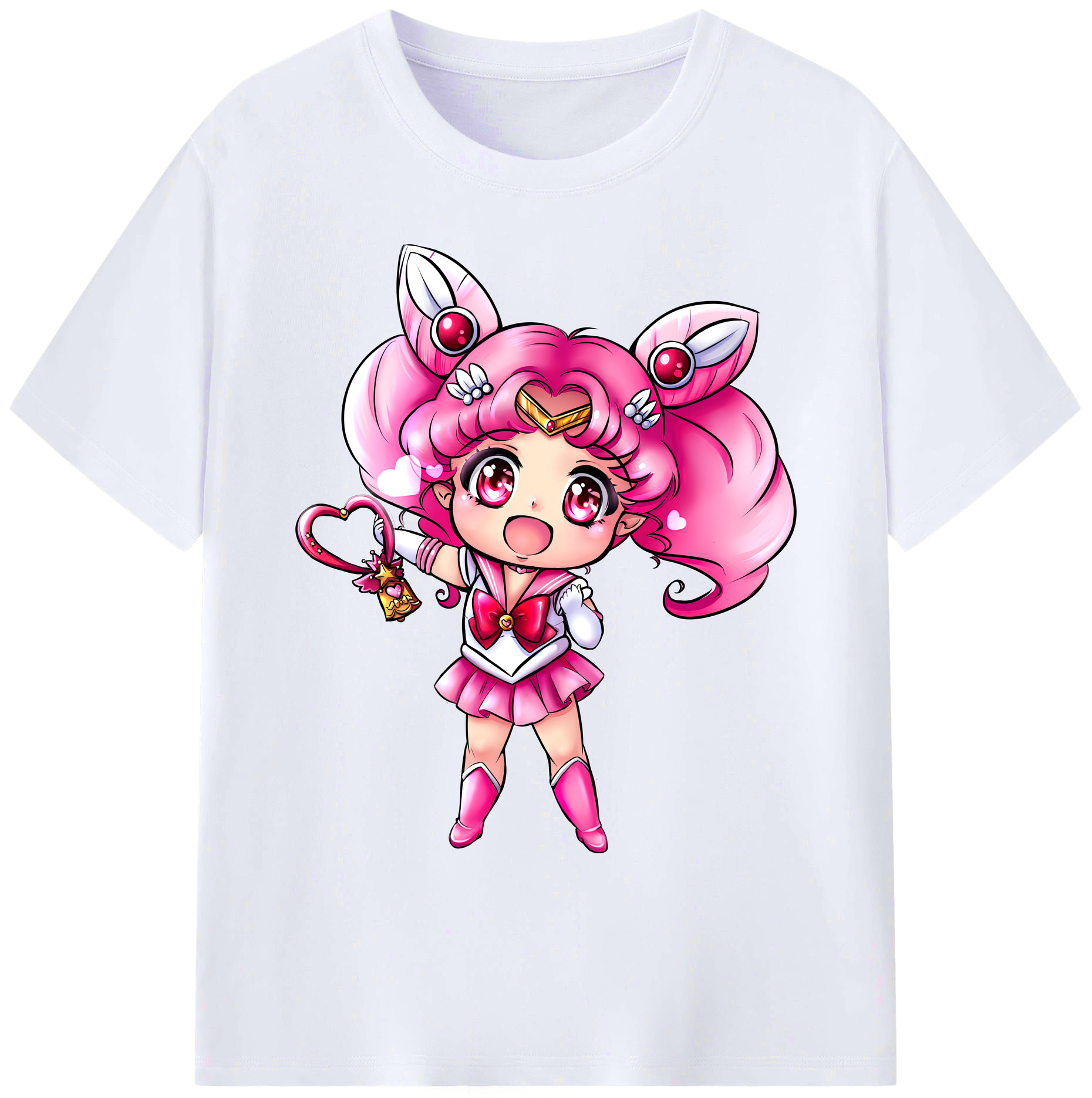 （画像用） 美少女戦士セーラームーン ちびうさ Sailor Moon Chibiusa Tsukino Usagi Small Lady Serenity 綿100％ メンズ半袖Tシャツ｜肌触りやわらか＆通気性