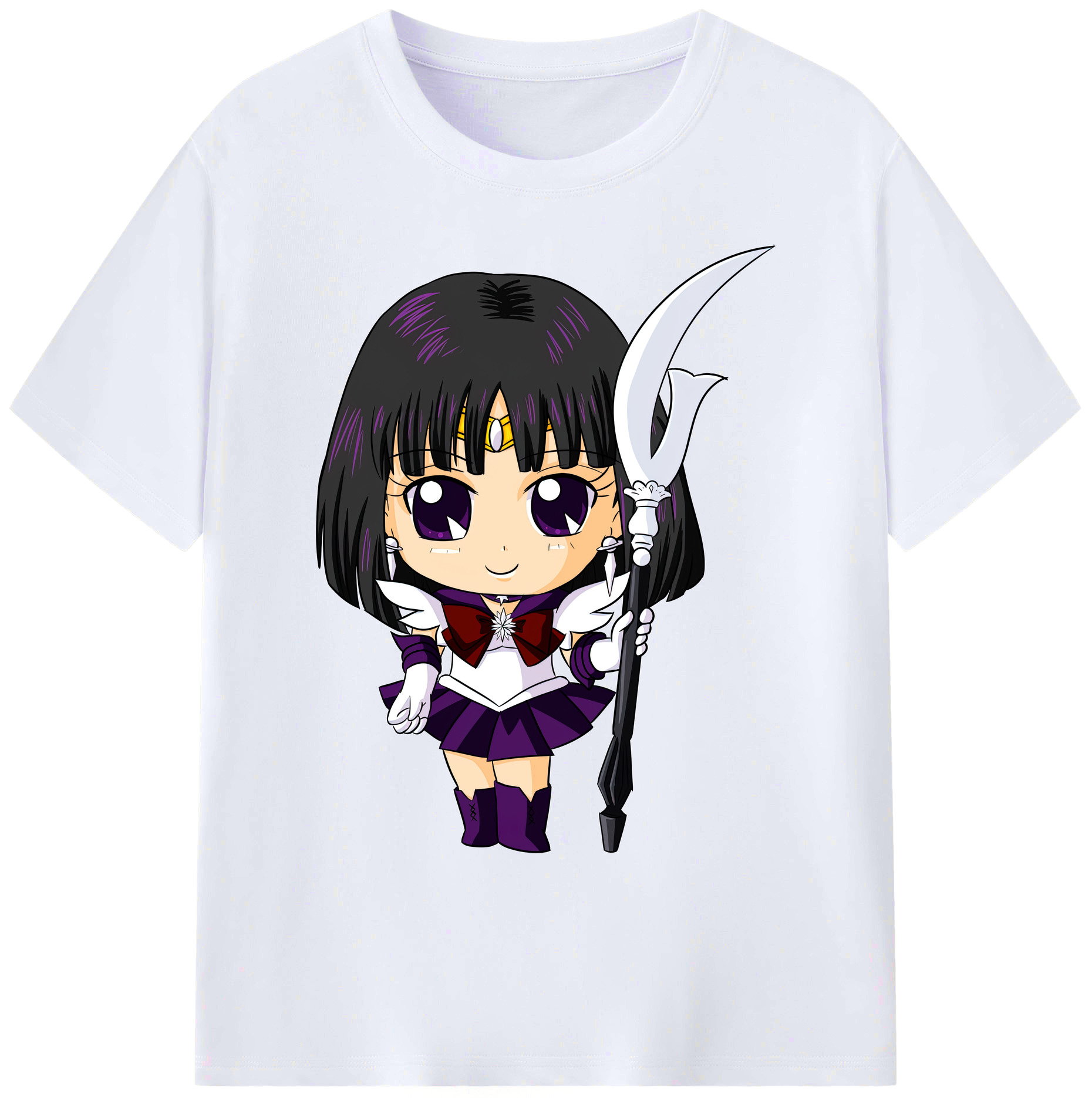 （画像用） 美少女戦士セーラームーン 土萠ほたる Sailor Moon Tomoe Hotaru （セーラーサターン；Sailor Saturn） 綿100％ メンズ半袖Tシャツ｜肌触りやわらか＆通気性
