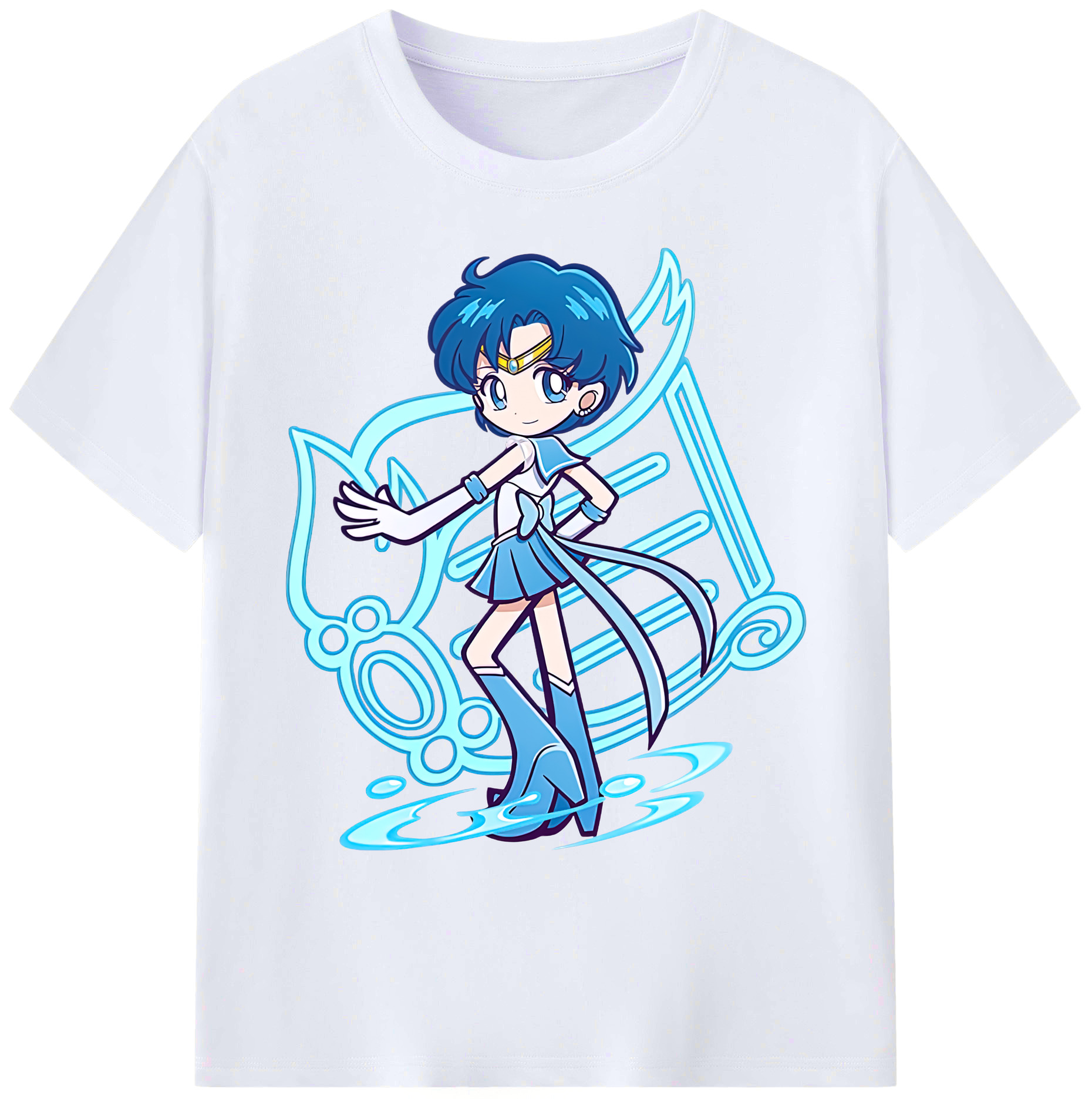 （画像用） 美少女戦士セーラームーン 水野 亜美 みずの あみ Sailor Moon Mizuno Ami 綿100％ メンズ半袖Tシャツ｜肌触りやわらか＆通気性
