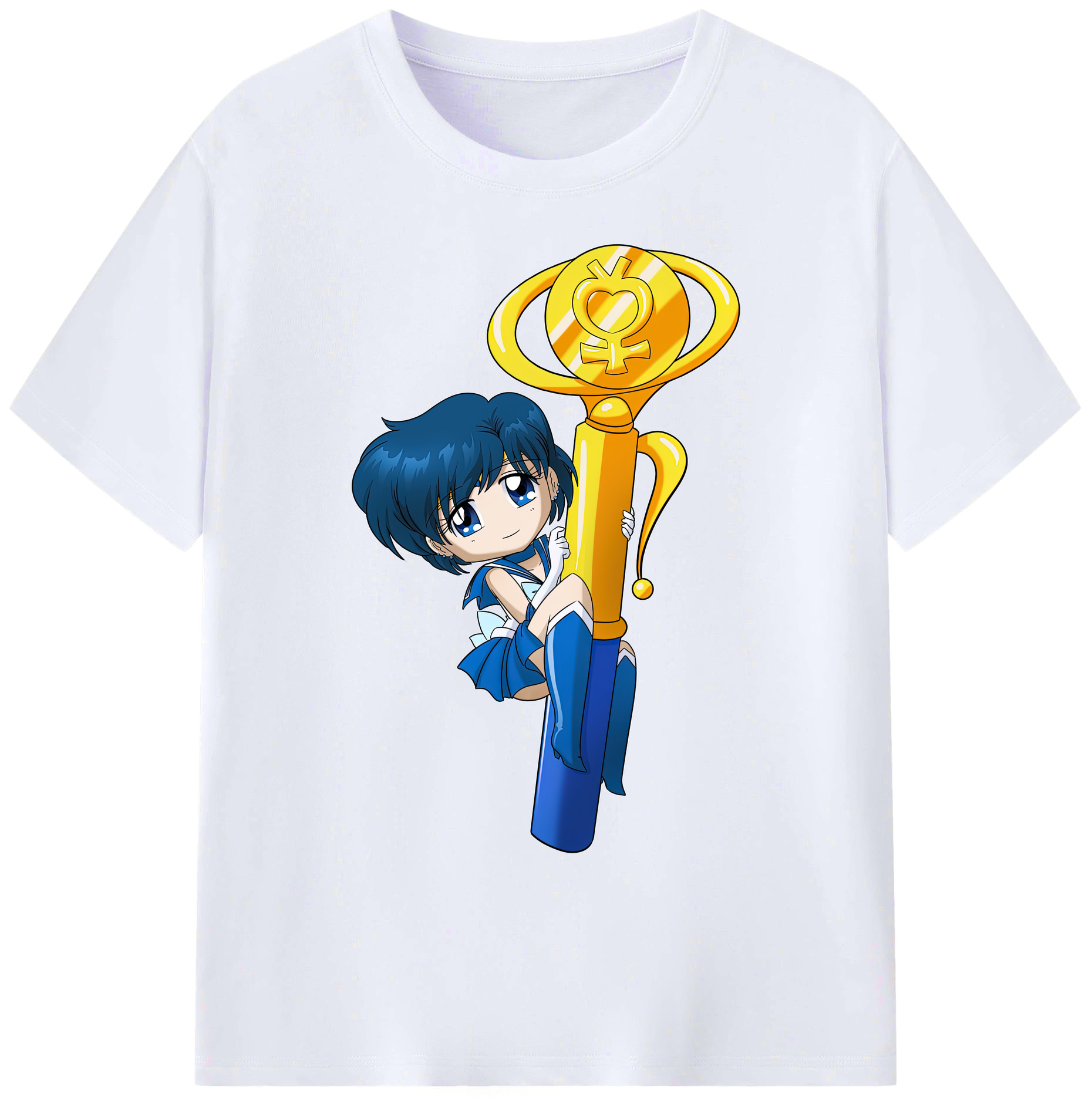 （画像用） 美少女戦士セーラームーン 水野 亜美 みずの あみ Sailor Moon Mizuno Ami 綿100％ メンズ半袖Tシャツ｜肌触りやわらか＆通気性