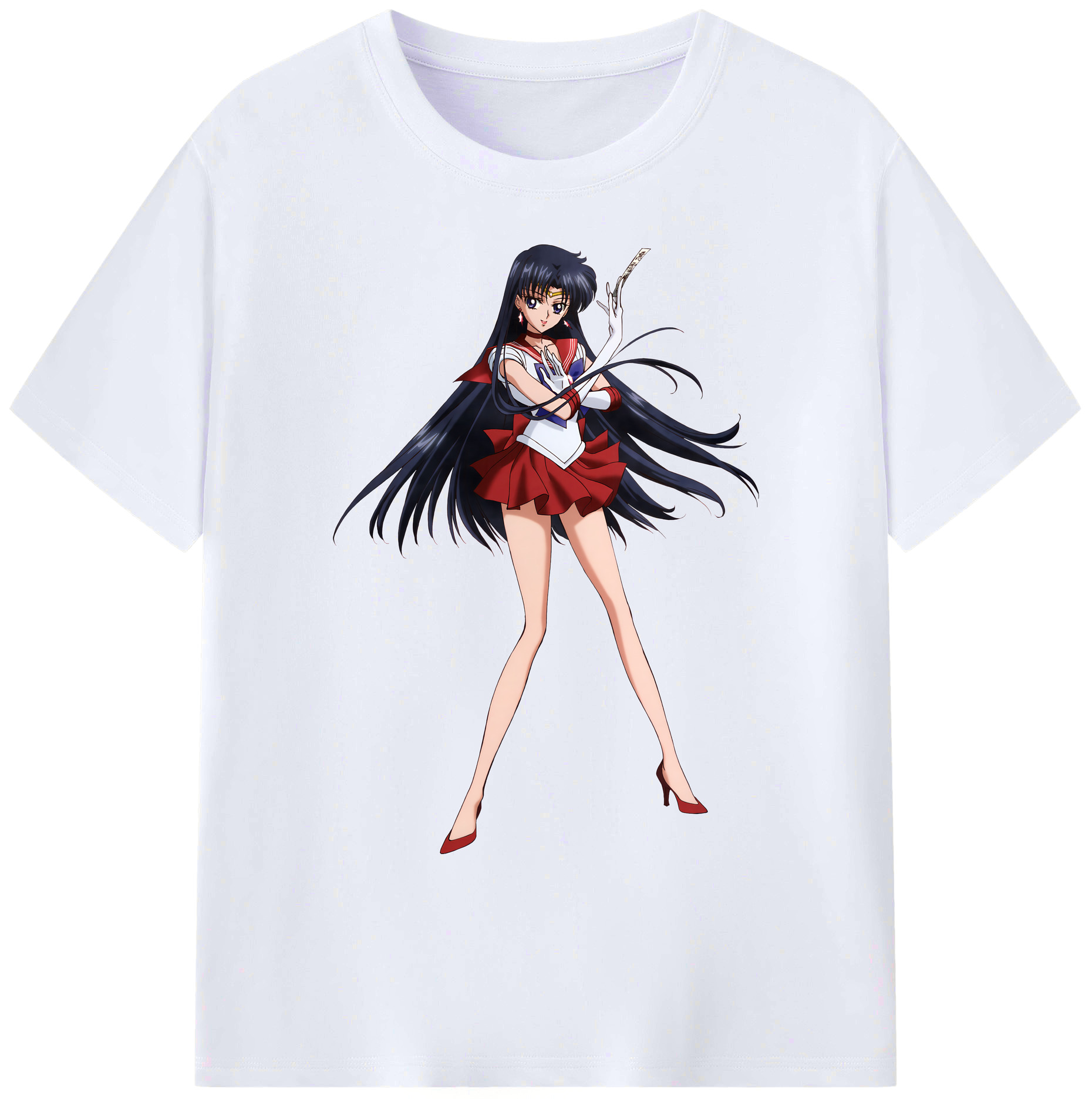 （画像用） 美少女戦士セーラームーン 火野レイ ひの レイ Sailor Moon Hino Rei （セーラーマーズ,Sailor Mars） 綿100％ メンズ半袖Tシャツ｜肌触りやわらか＆通気性