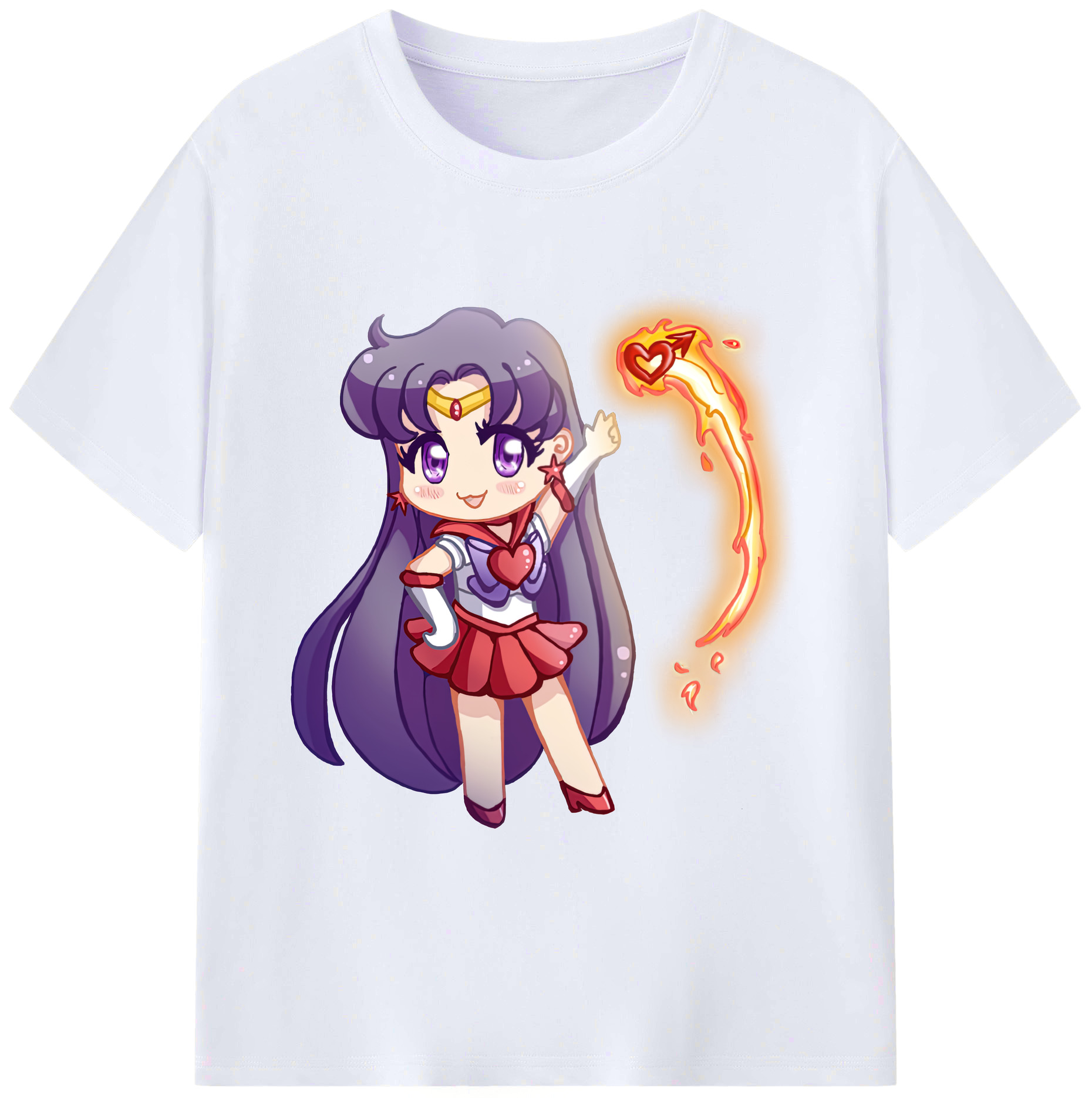 （画像用） 美少女戦士セーラームーン 火野レイ ひの レイ Sailor Moon Hino Rei （セーラーマーズ,Sailor Mars） 綿100％ メンズ半袖Tシャツ｜肌触りやわらか＆通気性