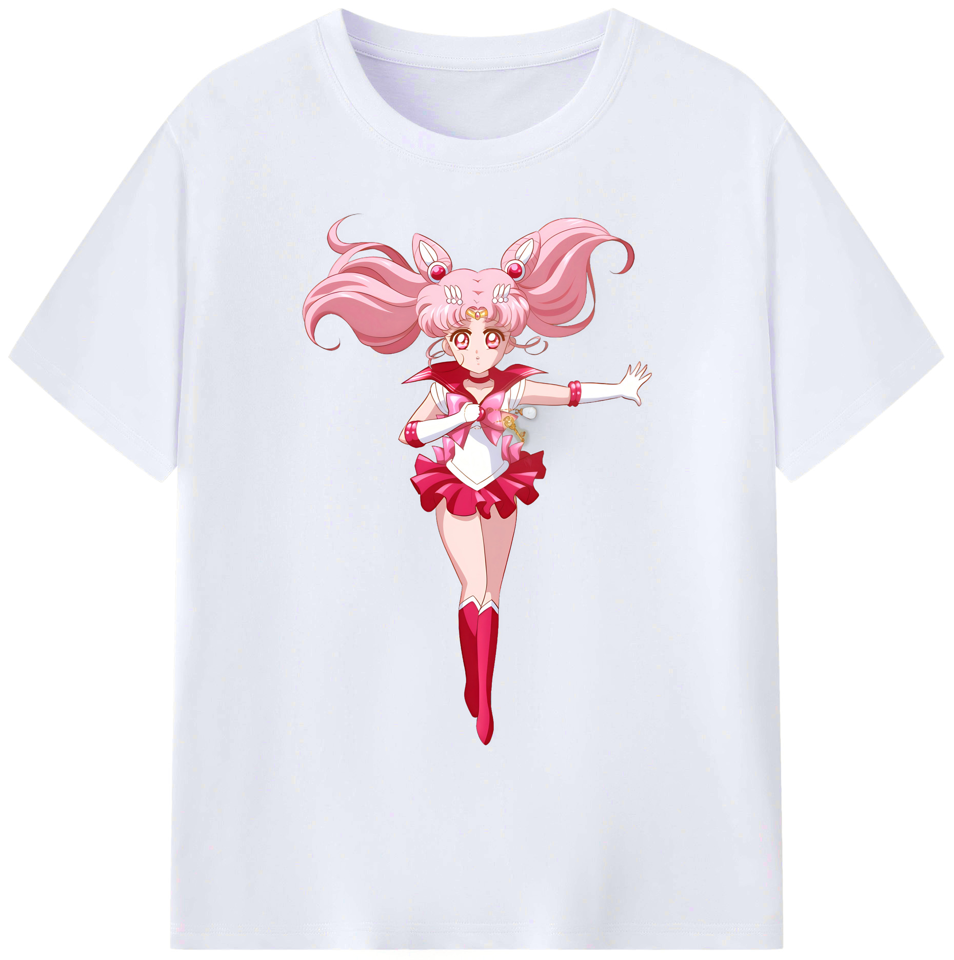 （画像用） 美少女戦士セーラームーン ちびうさ Sailor Moon Chibiusa Tsukino Usagi Small Lady Serenity 綿100％ メンズ半袖Tシャツ｜肌触りやわらか＆通気性