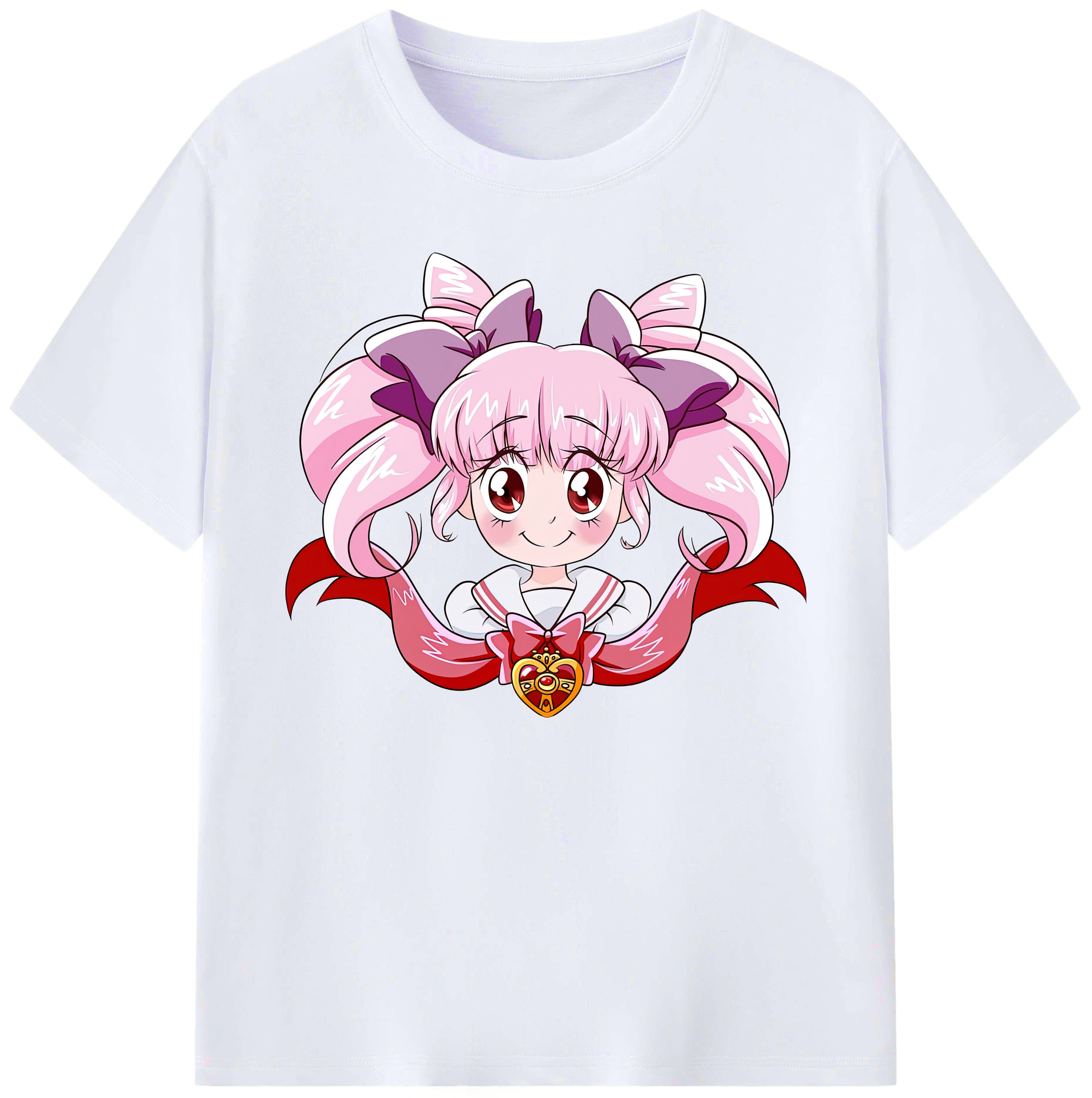 （画像用） 美少女戦士セーラームーン ちびうさ Sailor Moon Chibiusa Tsukino Usagi Small Lady Serenity 綿100％ メンズ半袖Tシャツ｜肌触りやわらか＆通気性