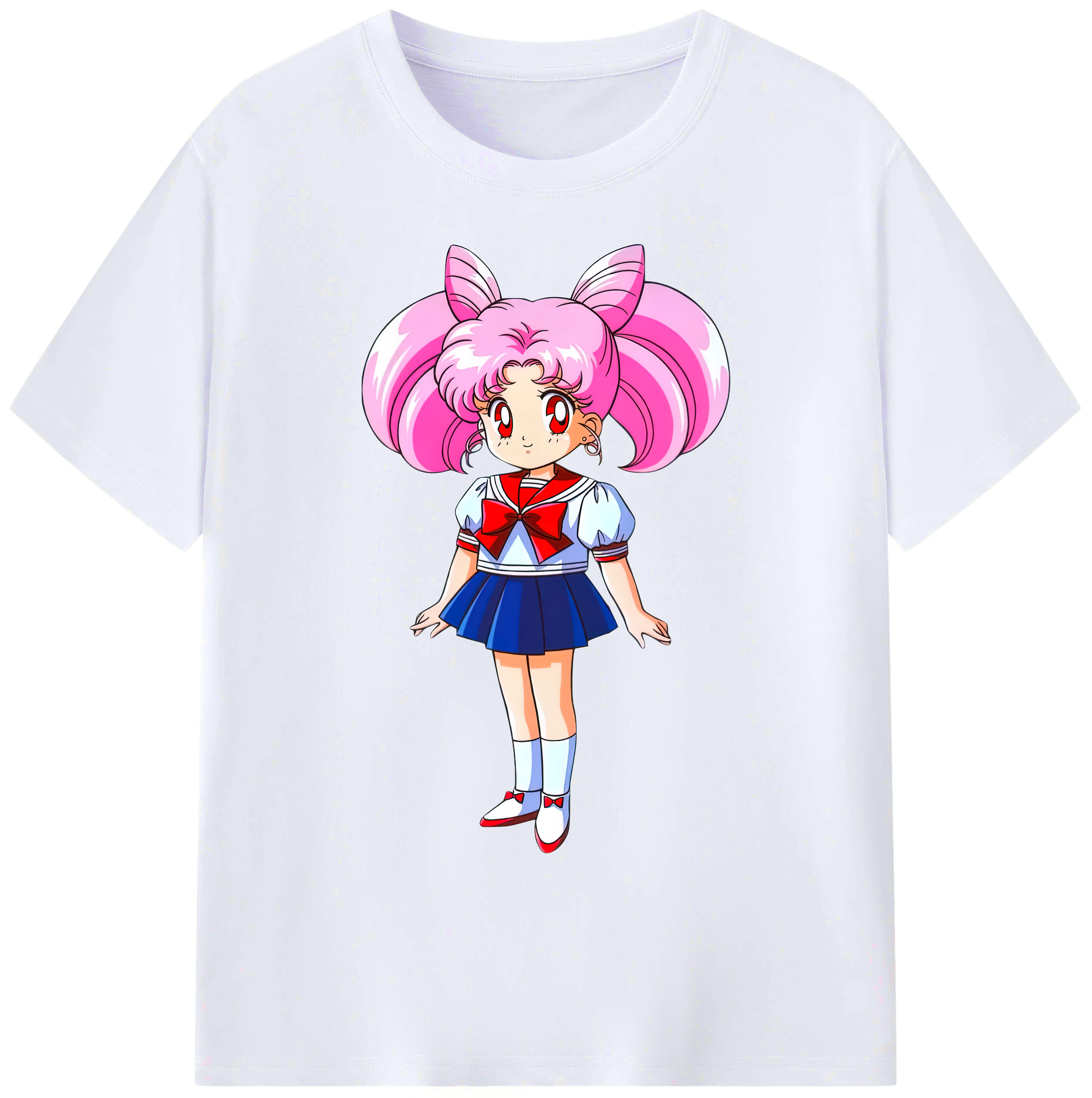 （画像用） 美少女戦士セーラームーン ちびうさ Sailor Moon Chibiusa Tsukino Usagi Small Lady Serenity 綿100％ メンズ半袖Tシャツ｜肌触りやわらか＆通気性