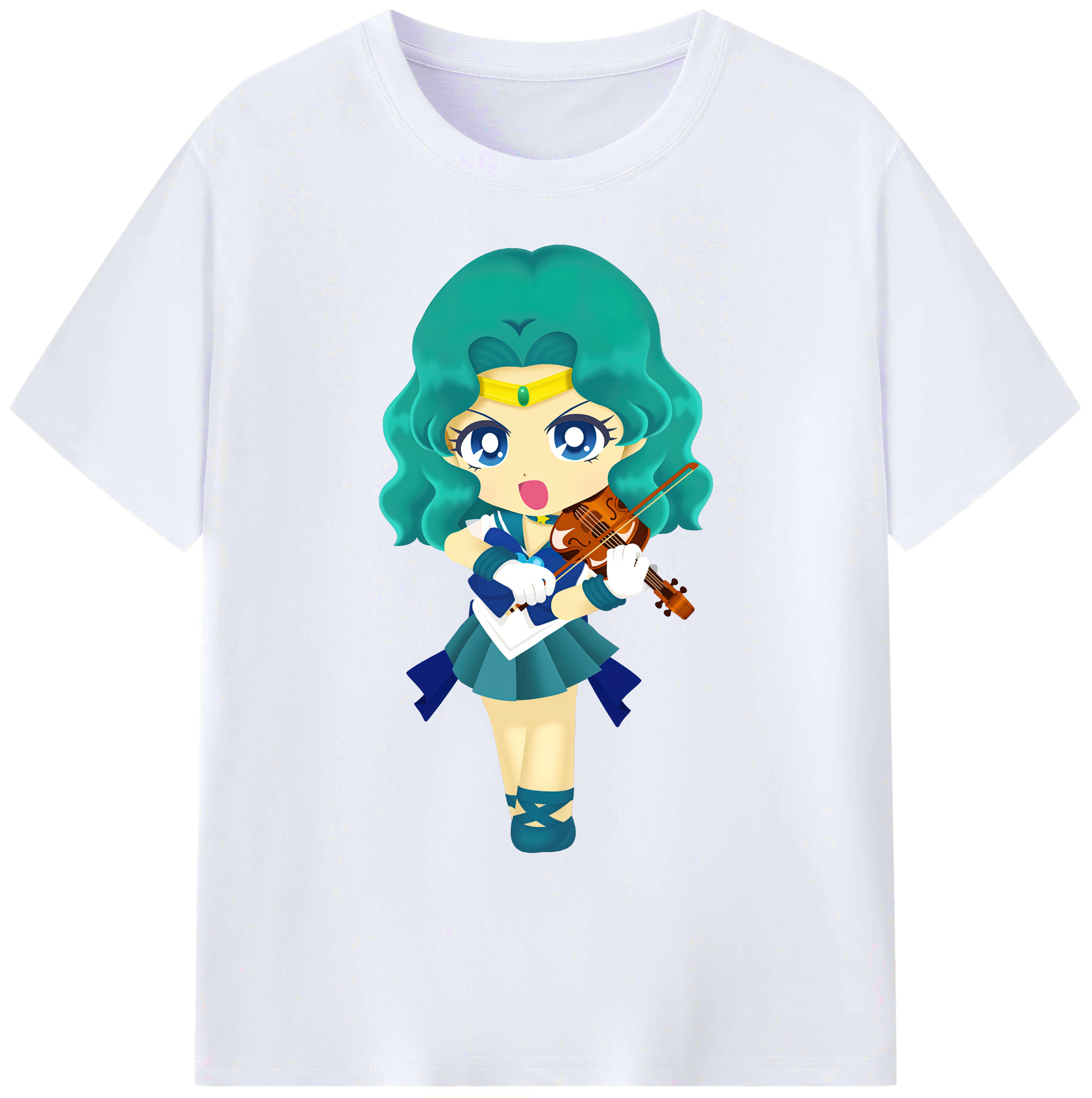 （画像用） 美少女戦士セーラームーン 海王 みちる（かいおう みちる） Sailor Moon Kaiou Michiru 綿100％ メンズ半袖Tシャツ｜肌触りやわらか＆通気性