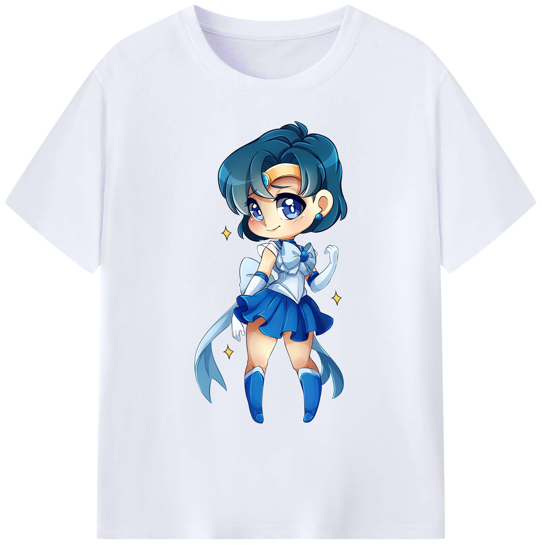 （画像用） 美少女戦士セーラームーン 水野 亜美 みずの あみ Sailor Moon Mizuno Ami 綿100％ メンズ半袖Tシャツ｜肌触りやわらか＆通気性