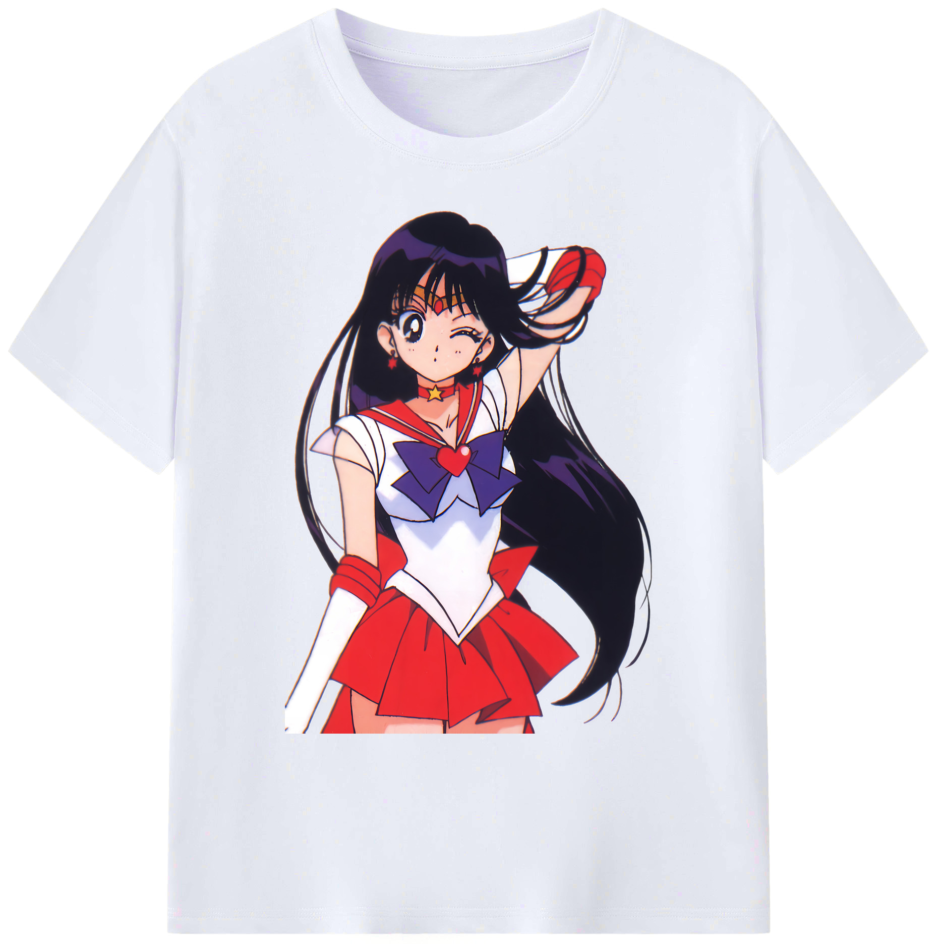 （画像用） 美少女戦士セーラームーン 火野レイ ひの レイ Sailor Moon Hino Rei （セーラーマーズ,Sailor Mars） 綿100％ メンズ半袖Tシャツ｜肌触りやわらか＆通気性