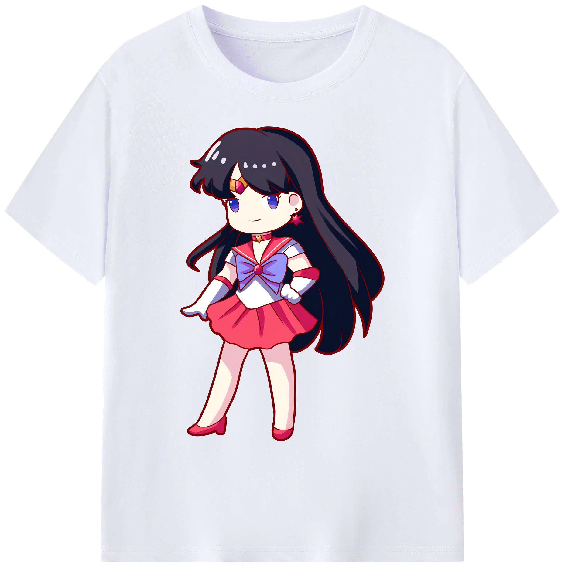 （画像用） 美少女戦士セーラームーン 火野レイ ひの レイ Sailor Moon Hino Rei （セーラーマーズ,Sailor Mars） 綿100％ メンズ半袖Tシャツ｜肌触りやわらか＆通気性