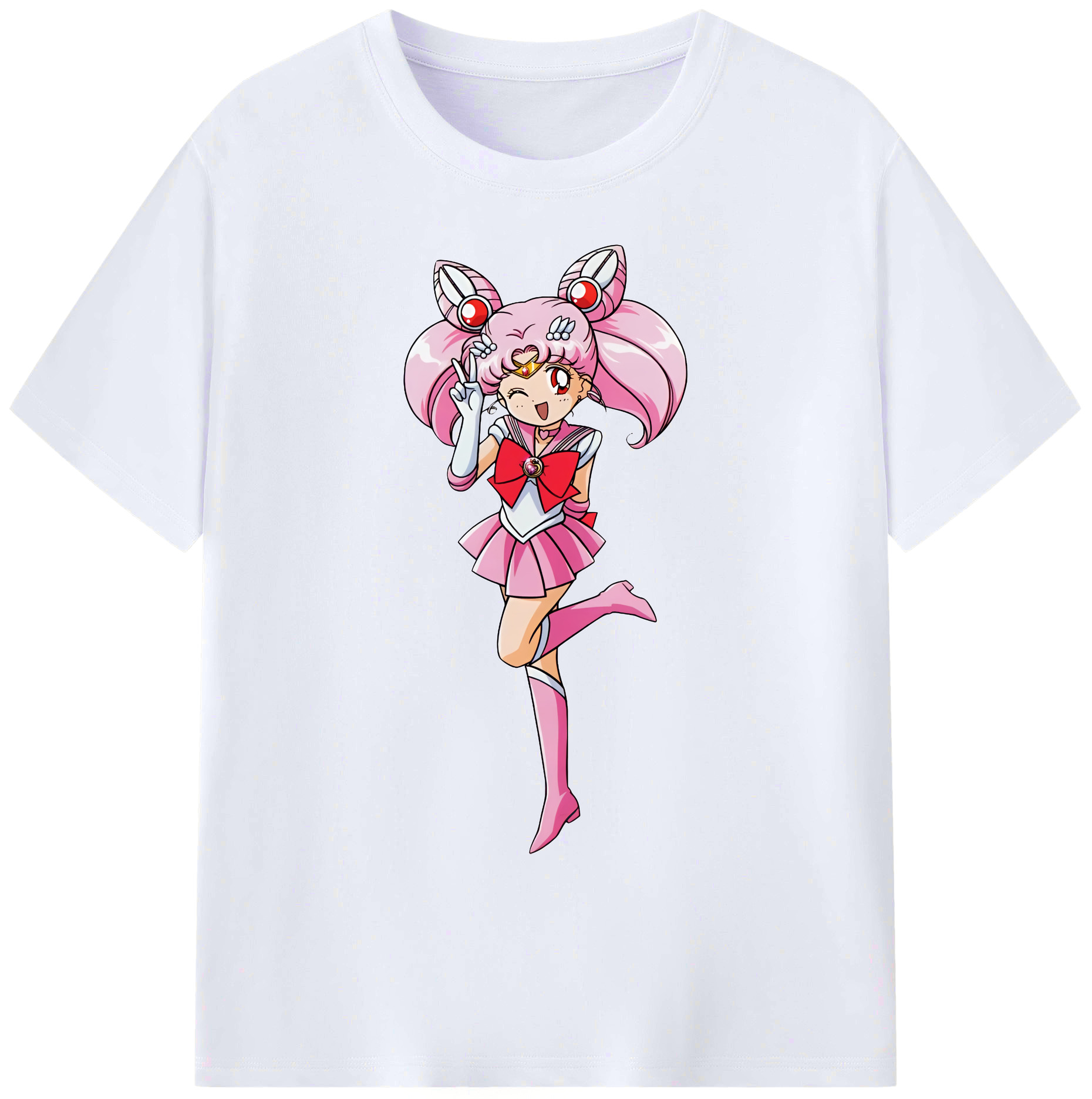 （画像用） 美少女戦士セーラームーン ちびうさ Sailor Moon Chibiusa Tsukino Usagi Small Lady Serenity 綿100％ メンズ半袖Tシャツ｜肌触りやわらか＆通気性