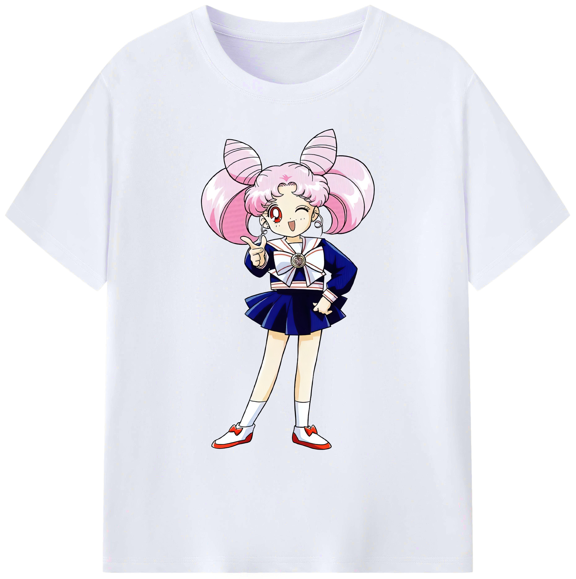 （画像用） 美少女戦士セーラームーン ちびうさ Sailor Moon Chibiusa Tsukino Usagi Small Lady Serenity 綿100％ メンズ半袖Tシャツ｜肌触りやわらか＆通気性