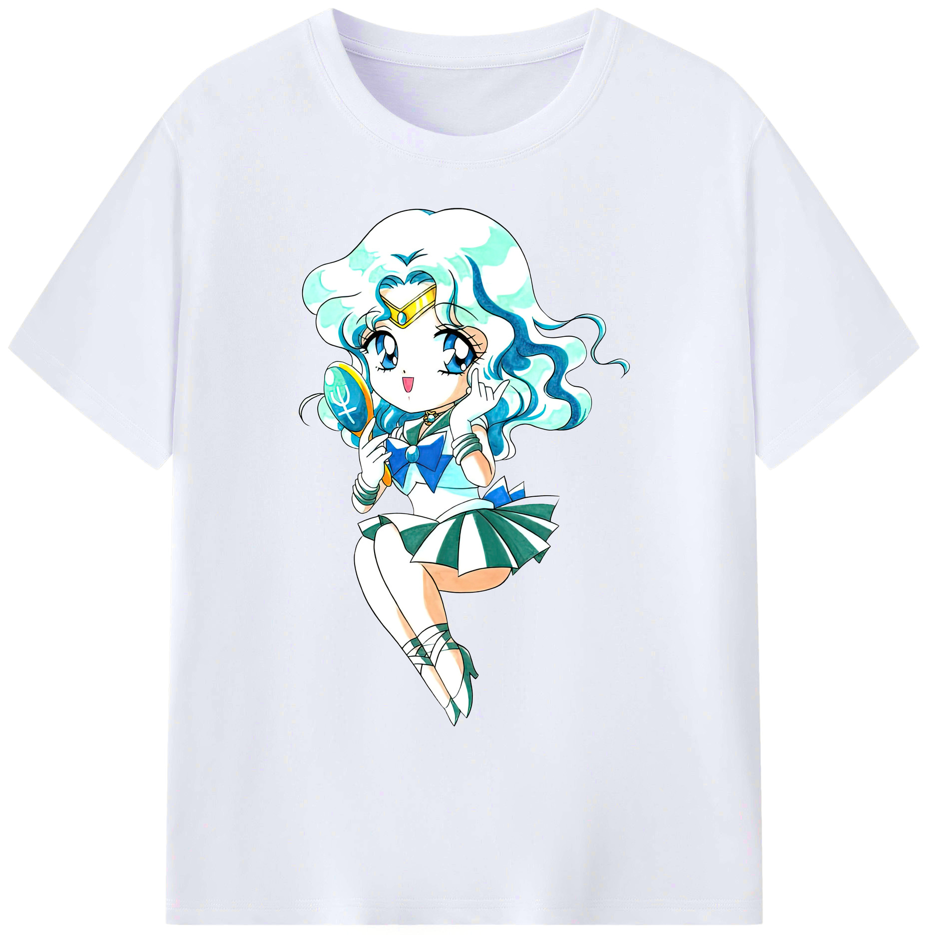 （画像用） 美少女戦士セーラームーン 海王 みちる（かいおう みちる） Sailor Moon Kaiou Michiru 綿100％ メンズ半袖Tシャツ｜肌触りやわらか＆通気性