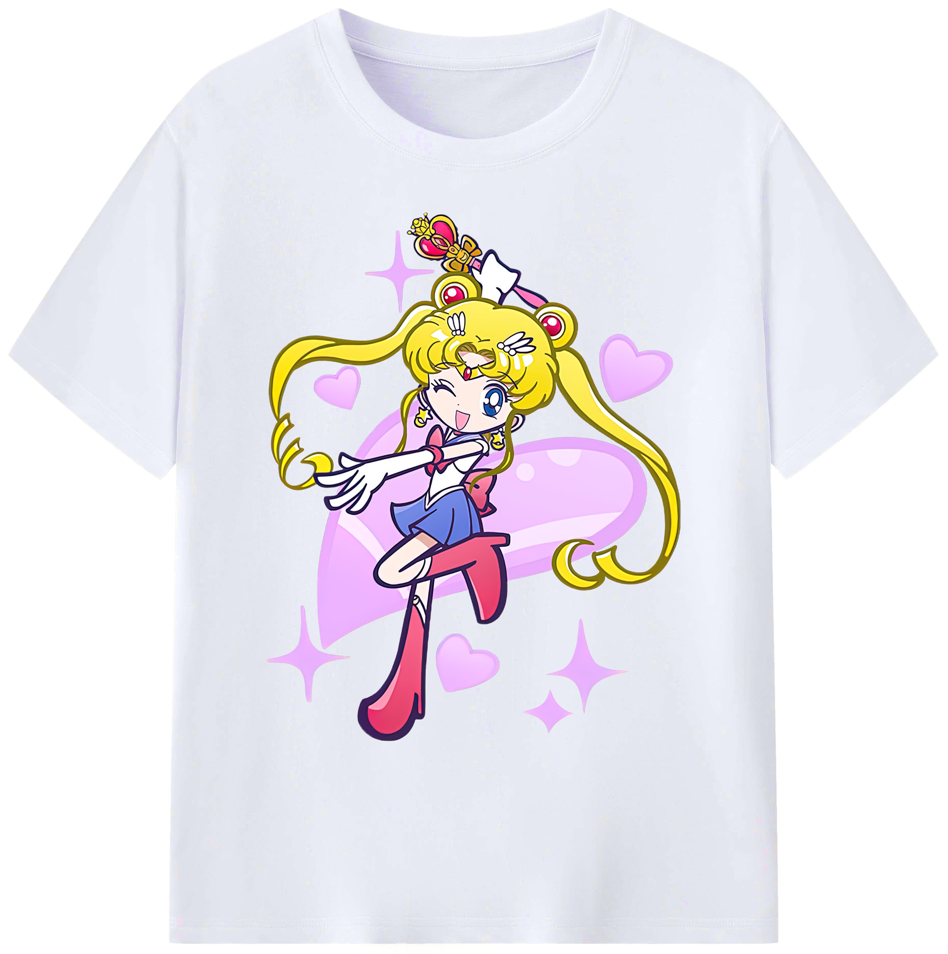 （画像用） 美少女戦士セーラームーン 月野 うさぎ つきの うさぎ Sailor Moon Tsukino Usagi 綿100％ メンズ半袖Tシャツ｜肌触りやわらか＆通気性
