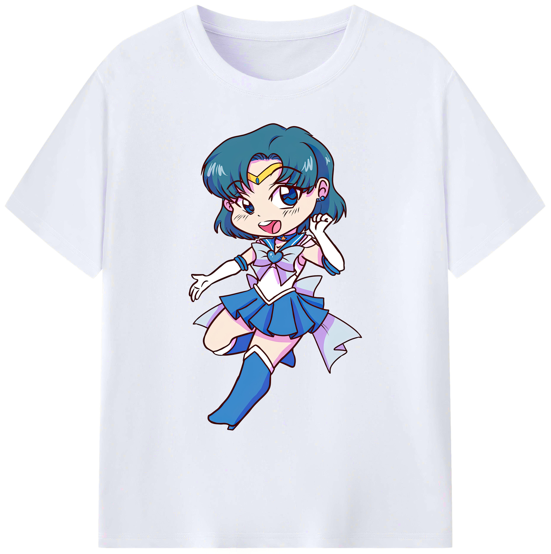 （画像用） 美少女戦士セーラームーン 水野 亜美 みずの あみ Sailor Moon Mizuno Ami 綿100％ メンズ半袖Tシャツ｜肌触りやわらか＆通気性