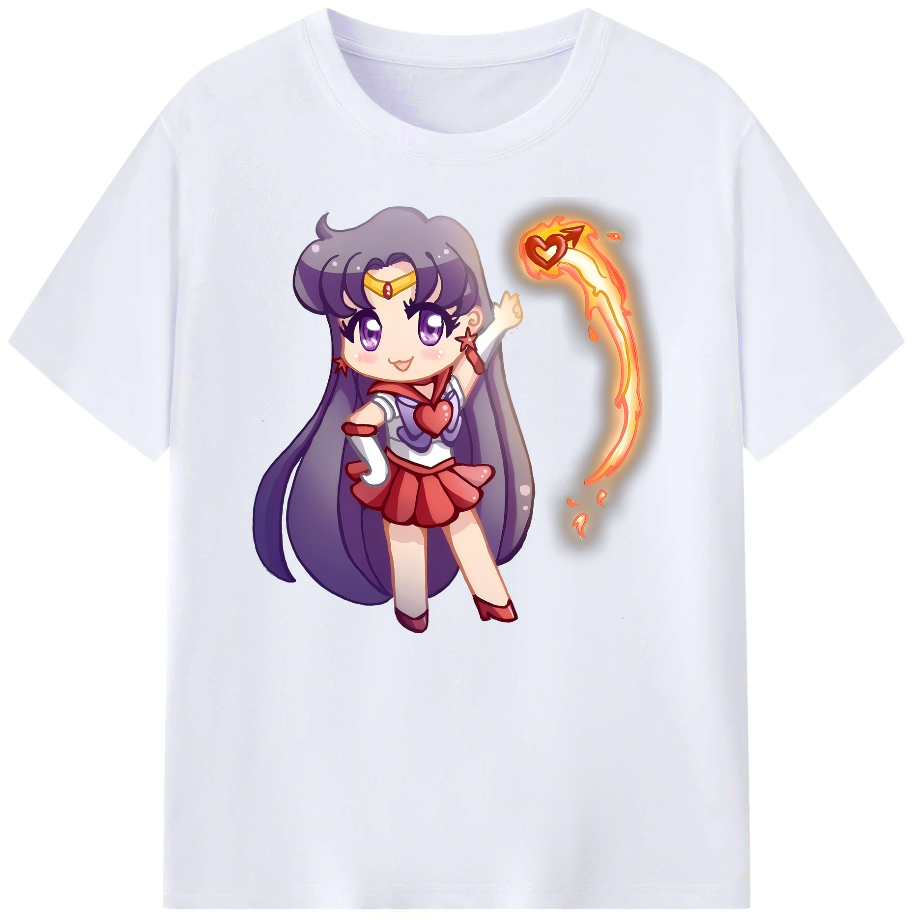 （画像用） 美少女戦士セーラームーン 火野レイ ひの レイ Sailor Moon Hino Rei （セーラーマーズ,Sailor Mars） 綿100％ メンズ半袖Tシャツ｜肌触りやわらか＆通気性