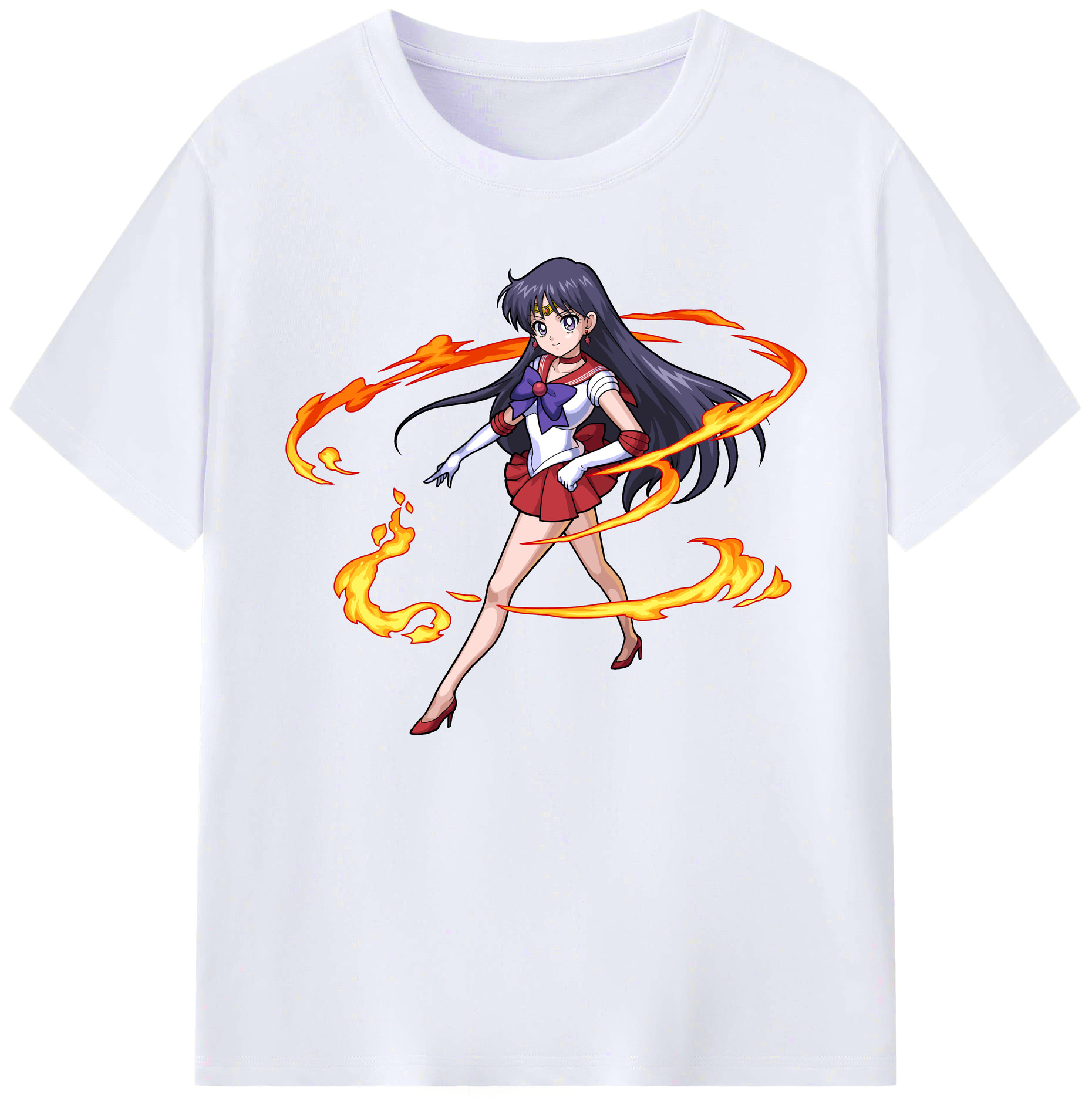 （画像用） 美少女戦士セーラームーン 火野レイ ひの レイ Sailor Moon Hino Rei （セーラーマーズ,Sailor Mars） 綿100％ メンズ半袖Tシャツ｜肌触りやわらか＆通気性