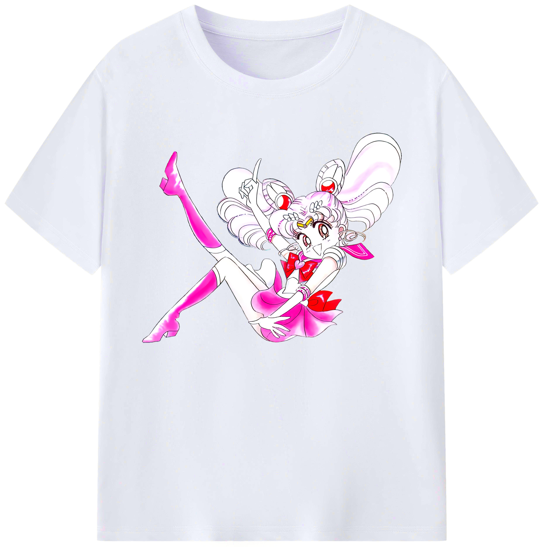 （画像用） 美少女戦士セーラームーン ちびうさ Sailor Moon Chibiusa Tsukino Usagi Small Lady Serenity 綿100％ メンズ半袖Tシャツ｜肌触りやわらか＆通気性