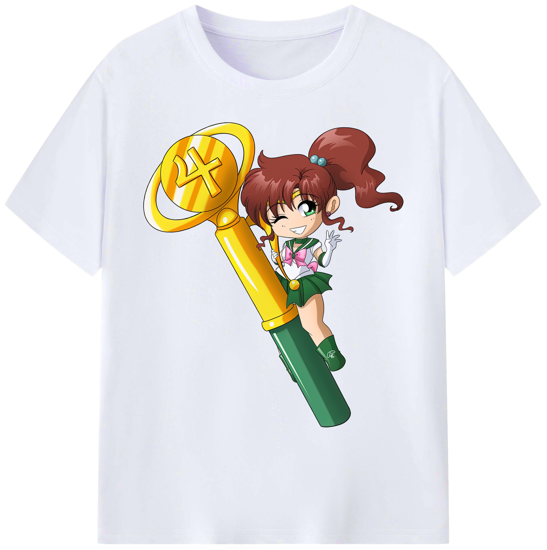 （画像用） 美少女戦士セーラームーン 木野 まこと きの まこと Sailor Moon Kino Makoto （セーラージュピター；Sailor Jupiter） 綿100％ メンズ半袖Tシャツ｜肌触りやわらか＆通気性