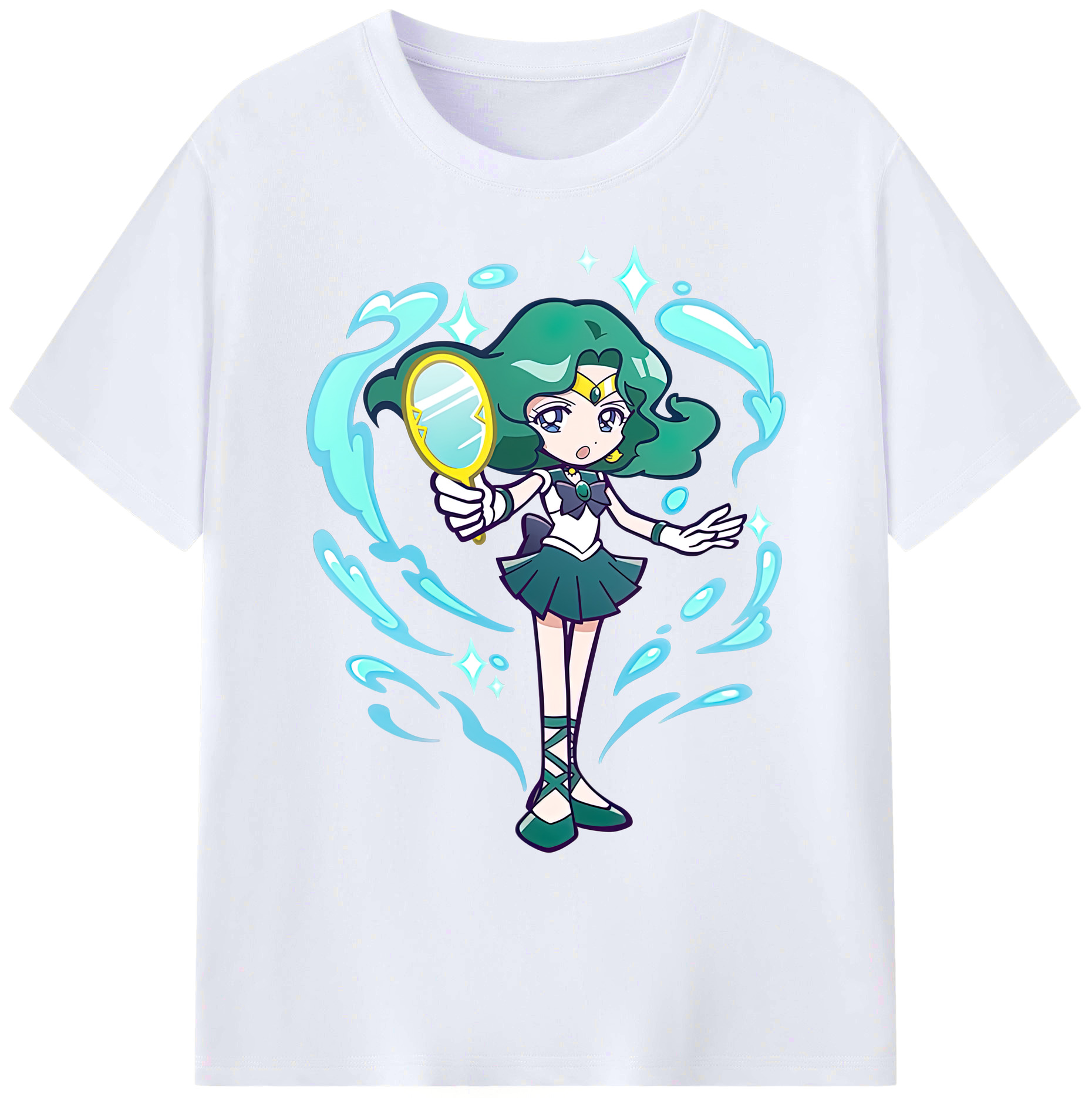 （画像用） 美少女戦士セーラームーン 海王 みちる（かいおう みちる） Sailor Moon Kaiou Michiru 綿100％ メンズ半袖Tシャツ｜肌触りやわらか＆通気性