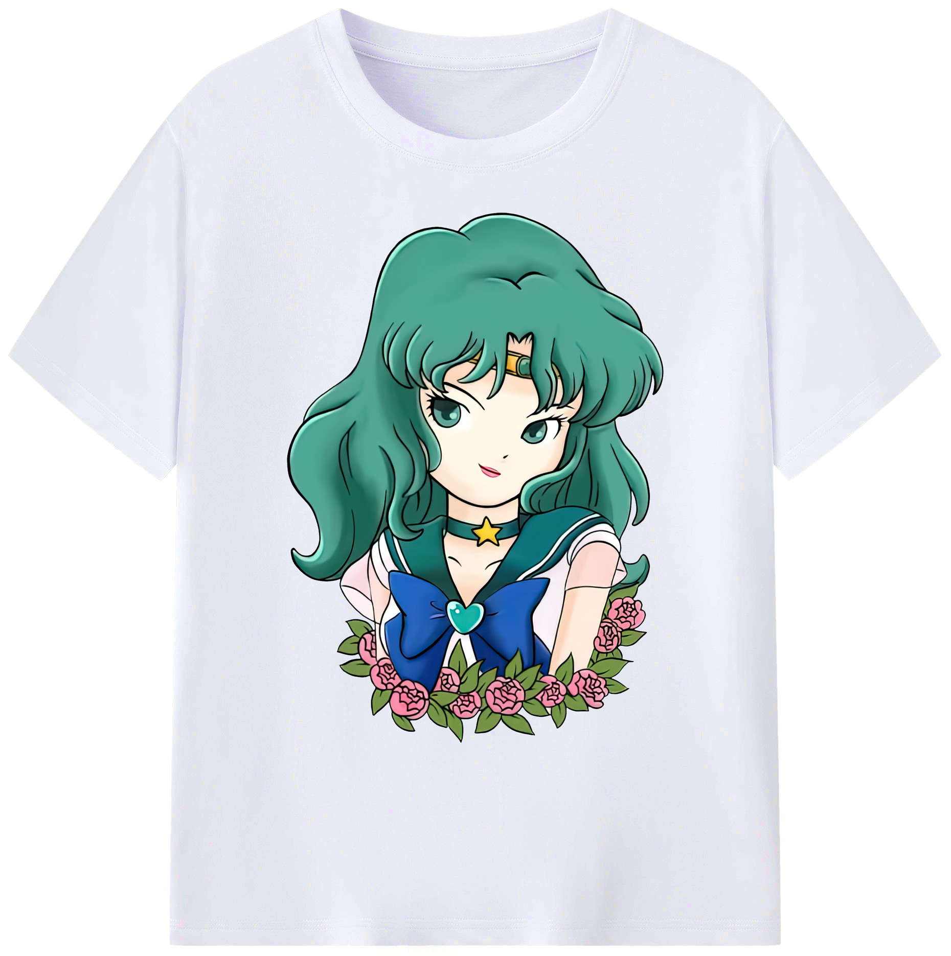 （画像用） 美少女戦士セーラームーン 海王 みちる（かいおう みちる） Sailor Moon Kaiou Michiru 綿100％ メンズ半袖Tシャツ｜肌触りやわらか＆通気性