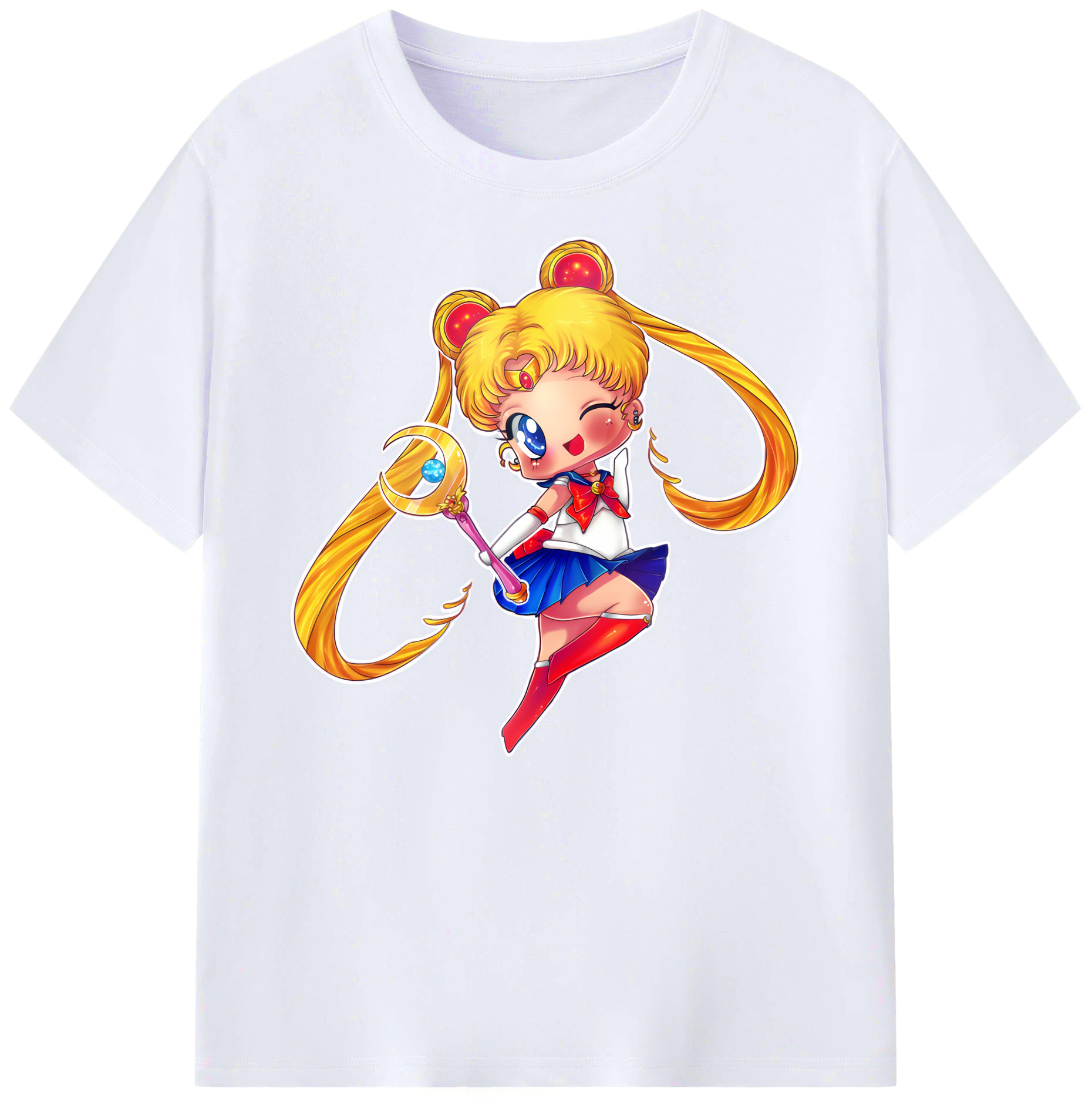 （画像用） 美少女戦士セーラームーン 月野 うさぎ つきの うさぎ Sailor Moon Tsukino Usagi 綿100％ メンズ半袖Tシャツ｜肌触りやわらか＆通気性