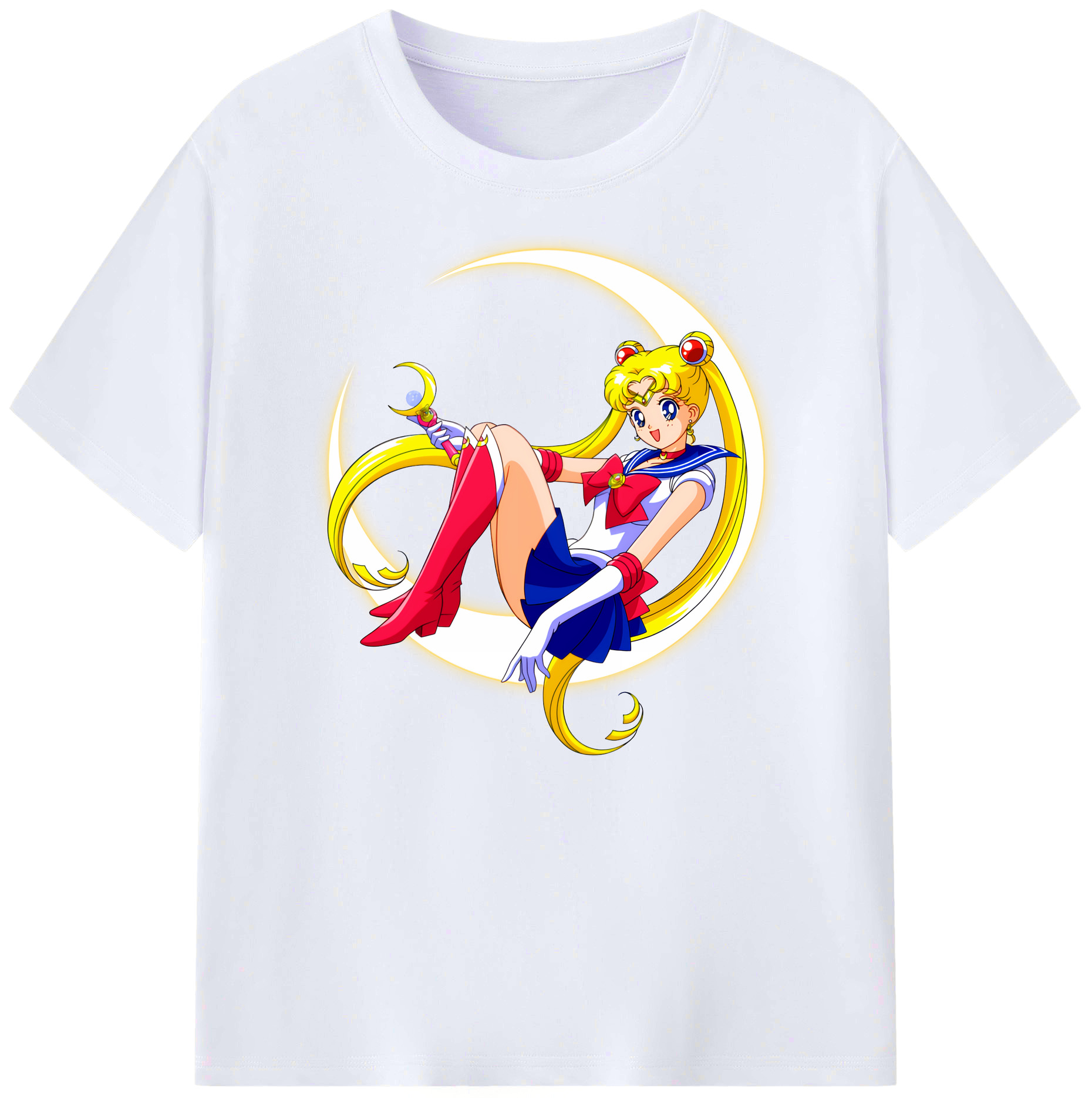 （画像用） 美少女戦士セーラームーン 月野 うさぎ つきの うさぎ Sailor Moon Tsukino Usagi 綿100％ メンズ半袖Tシャツ｜肌触りやわらか＆通気性