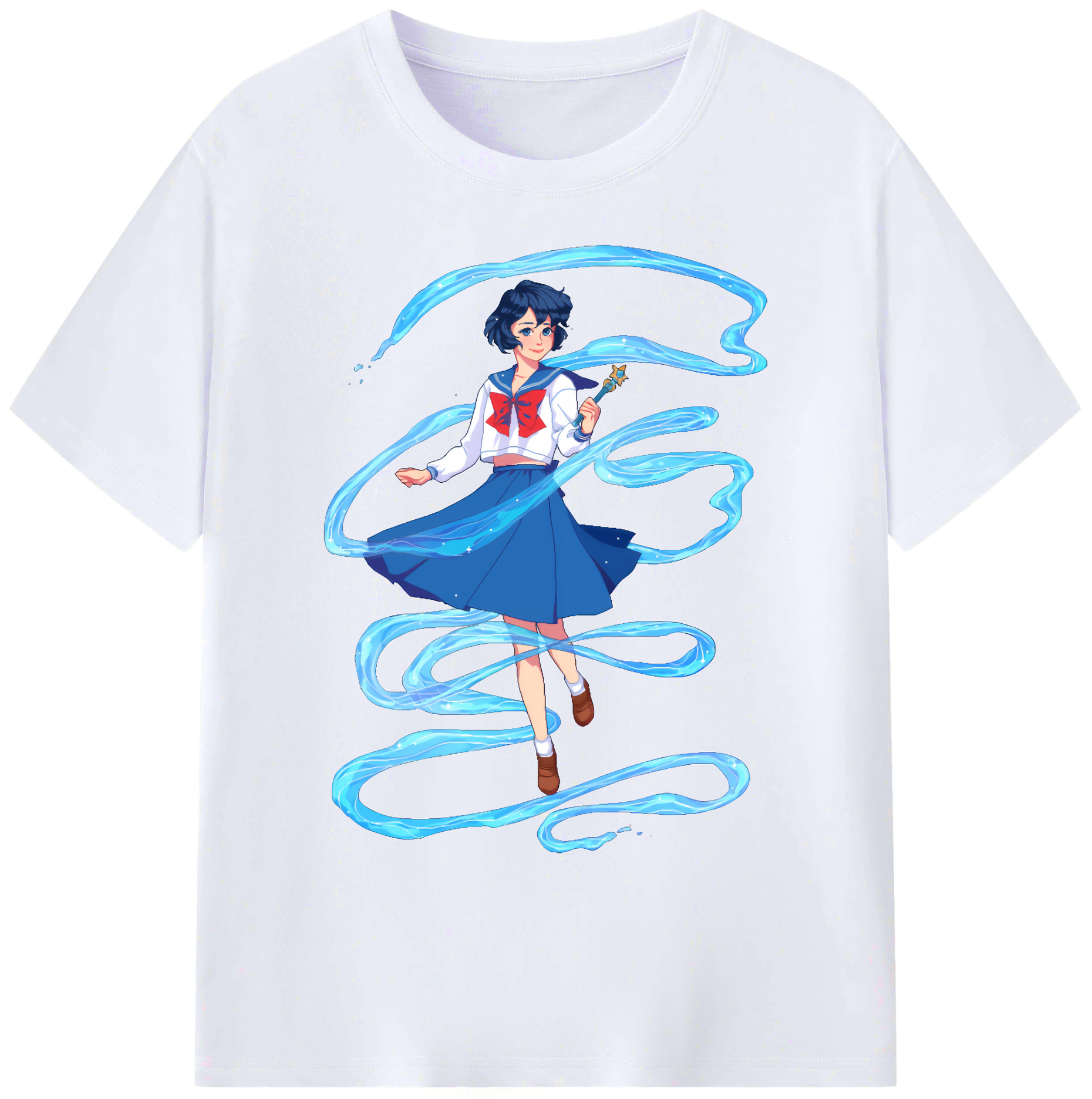 （画像用） 美少女戦士セーラームーン 水野 亜美 みずの あみ Sailor Moon Mizuno Ami 綿100％ メンズ半袖Tシャツ｜肌触りやわらか＆通気性