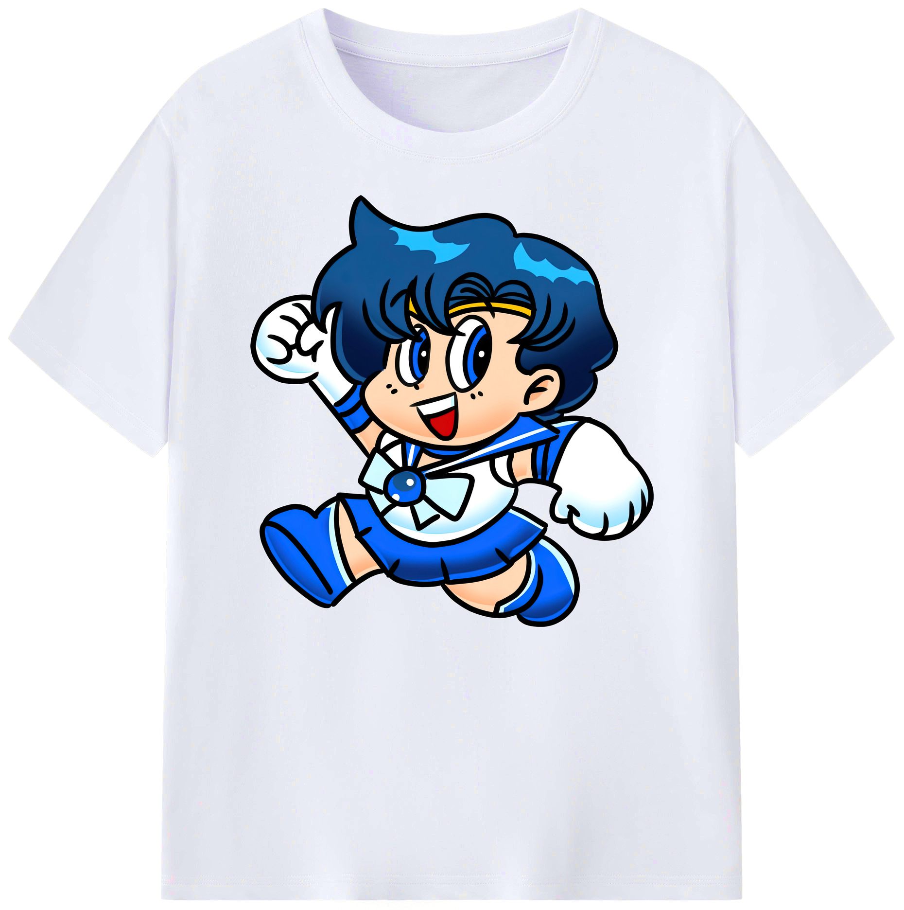 （画像用） 美少女戦士セーラームーン 水野 亜美 みずの あみ Sailor Moon Mizuno Ami 綿100％ メンズ半袖Tシャツ｜肌触りやわらか＆通気性