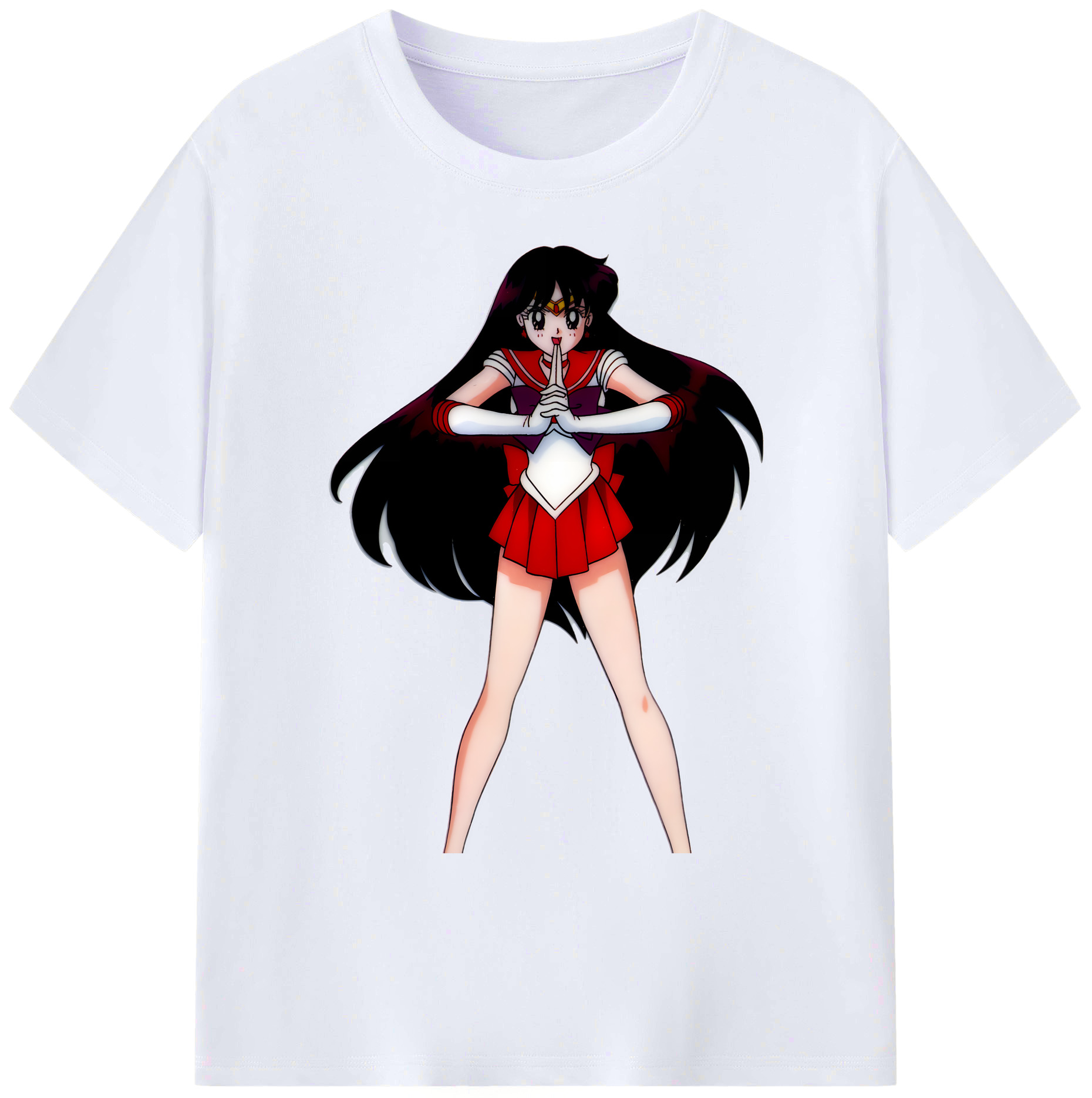 （画像用） 美少女戦士セーラームーン 火野レイ ひの レイ Sailor Moon Hino Rei （セーラーマーズ,Sailor Mars） 綿100％ メンズ半袖Tシャツ｜肌触りやわらか＆通気性