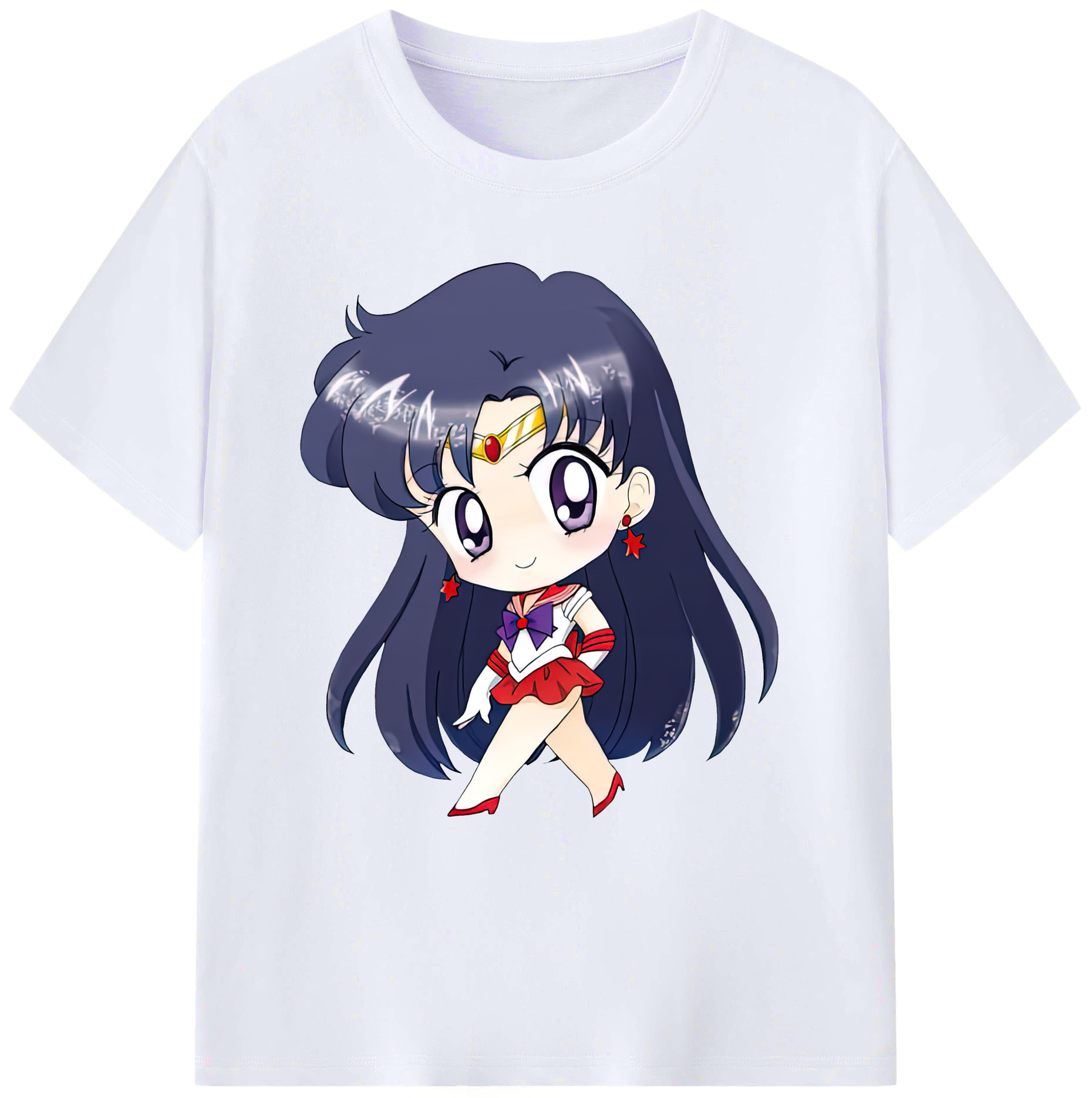 （画像用） 美少女戦士セーラームーン 火野レイ ひの レイ Sailor Moon Hino Rei （セーラーマーズ,Sailor Mars） 綿100％ メンズ半袖Tシャツ｜肌触りやわらか＆通気性
