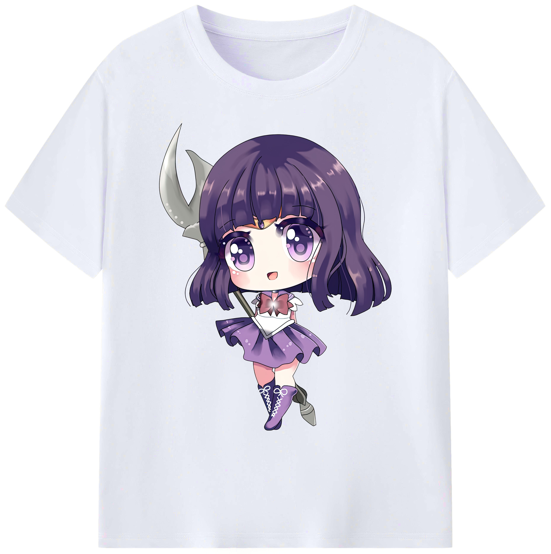 （画像用） 美少女戦士セーラームーン 土萠ほたる Sailor Moon Tomoe Hotaru （セーラーサターン；Sailor Saturn） 綿100％ メンズ半袖Tシャツ｜肌触りやわらか＆通気性