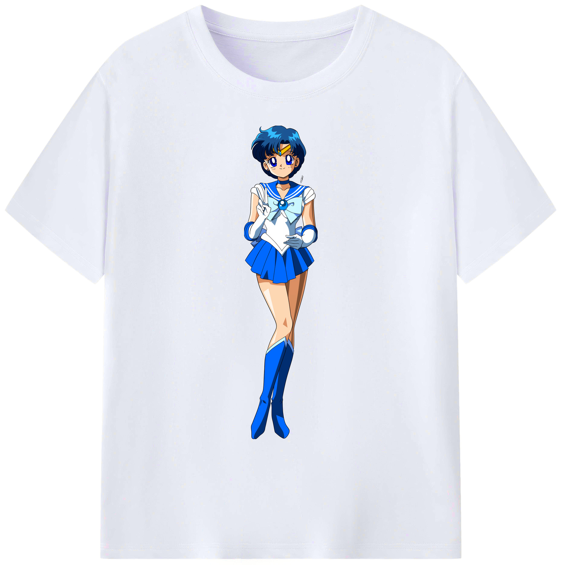 （画像用） 美少女戦士セーラームーン 水野 亜美 みずの あみ Sailor Moon Mizuno Ami 綿100％ メンズ半袖Tシャツ｜肌触りやわらか＆通気性