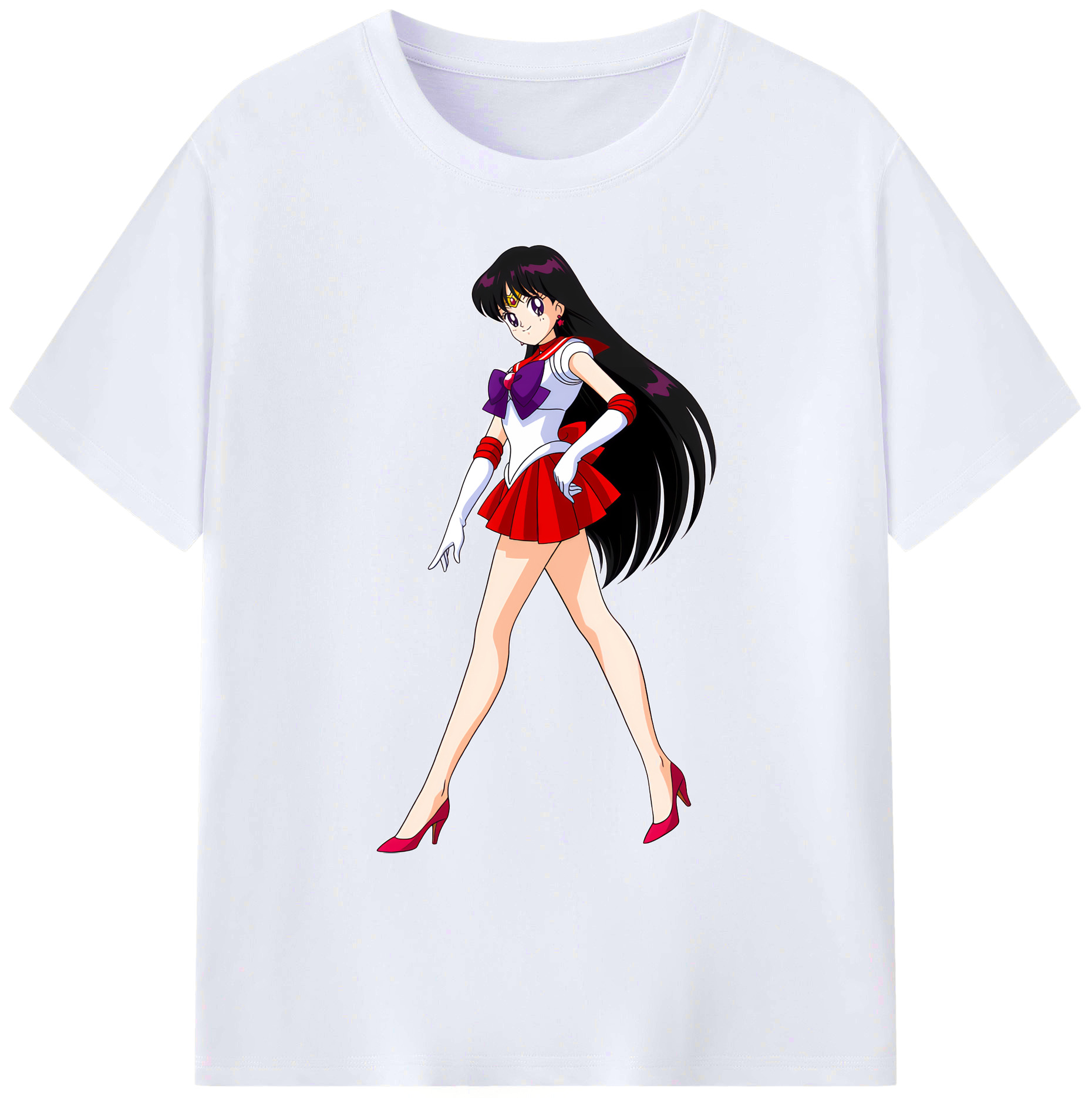 （画像用） 美少女戦士セーラームーン 火野レイ ひの レイ Sailor Moon Hino Rei （セーラーマーズ,Sailor Mars） 綿100％ メンズ半袖Tシャツ｜肌触りやわらか＆通気性
