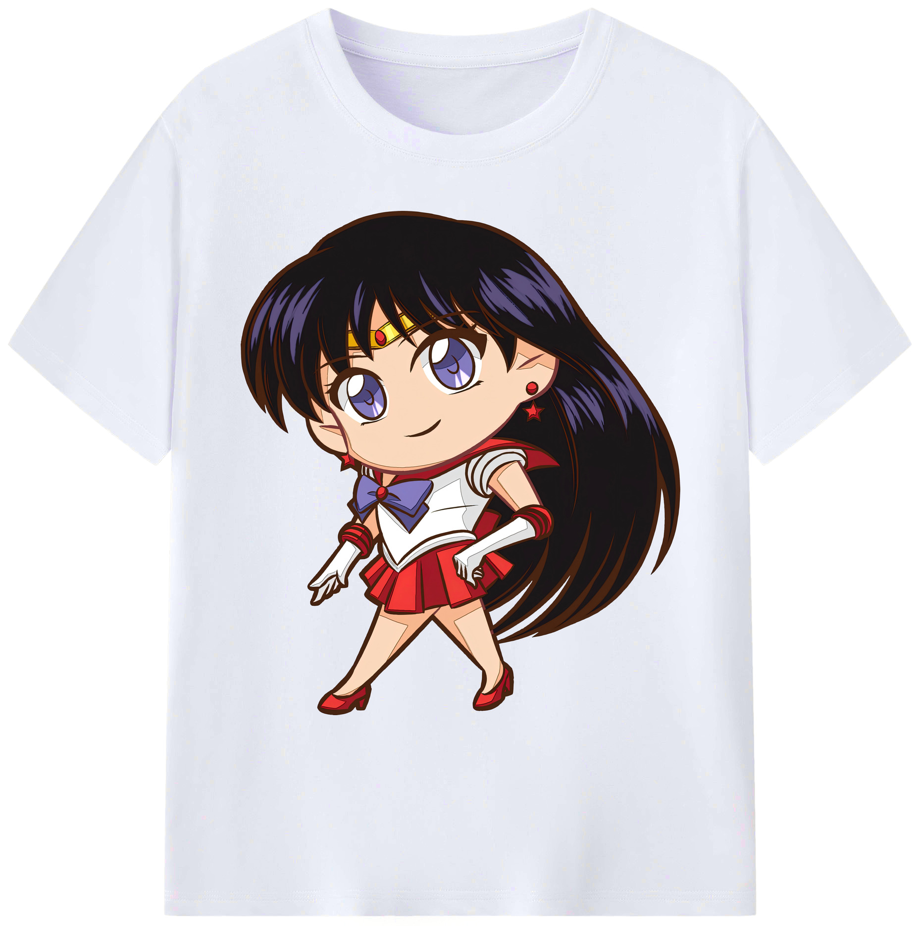 （画像用） 美少女戦士セーラームーン 火野レイ ひの レイ Sailor Moon Hino Rei （セーラーマーズ,Sailor Mars） 綿100％ メンズ半袖Tシャツ｜肌触りやわらか＆通気性