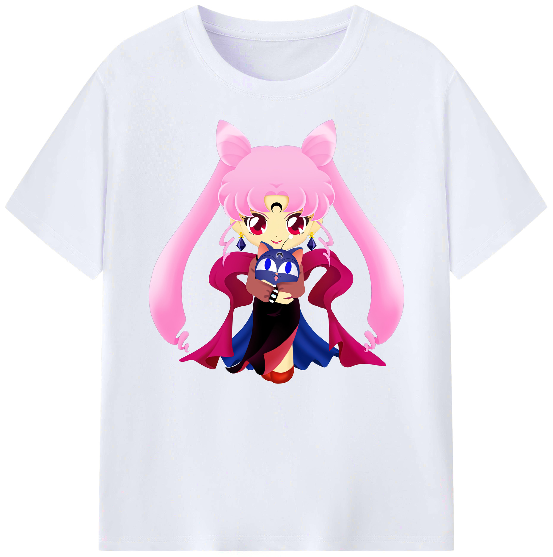 （画像用） 美少女戦士セーラームーン ちびうさ Sailor Moon Chibiusa Tsukino Usagi Small Lady Serenity 綿100％ メンズ半袖Tシャツ｜肌触りやわらか＆通気性