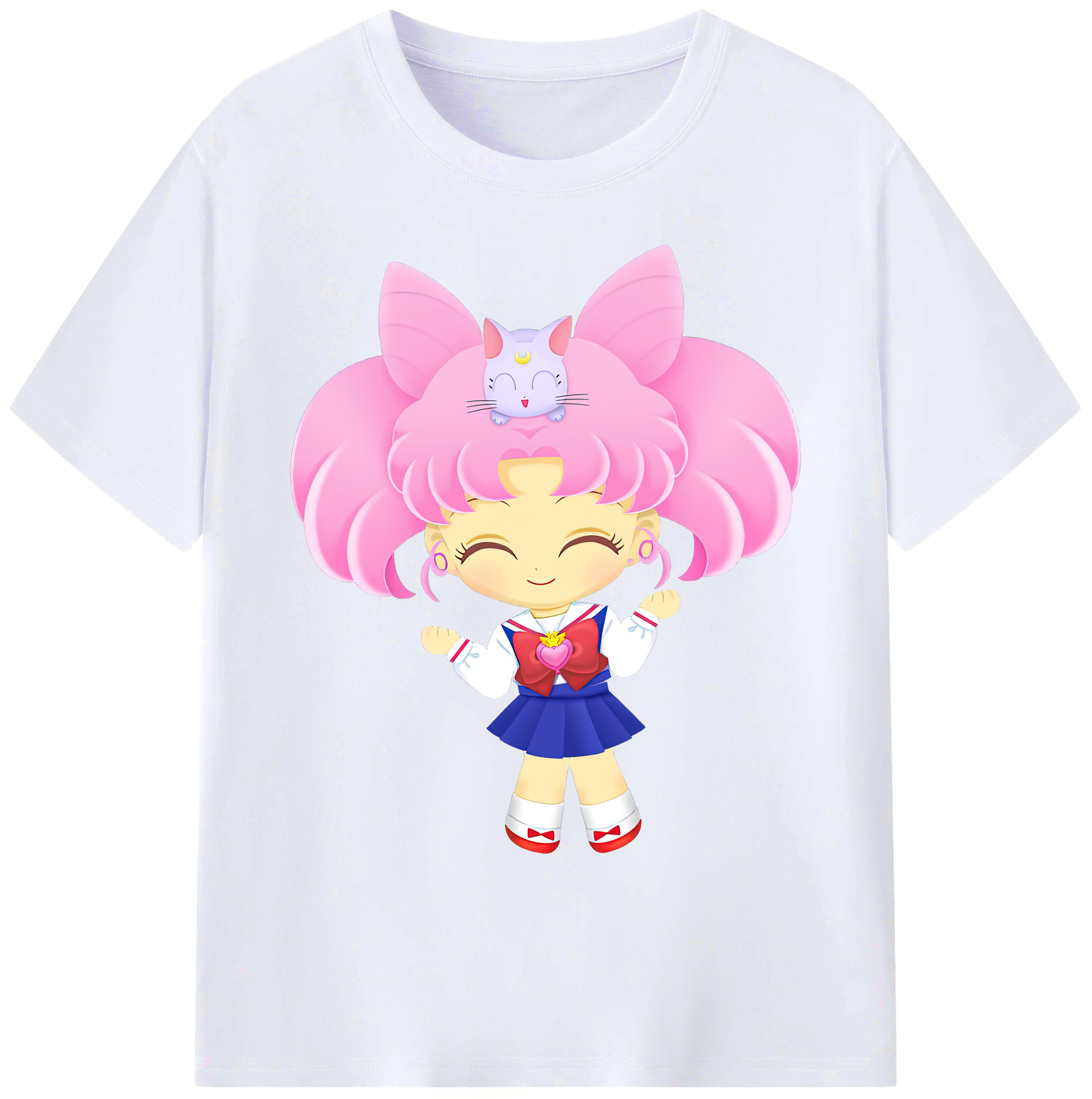 （画像用） 美少女戦士セーラームーン ちびうさ Sailor Moon Chibiusa Tsukino Usagi Small Lady Serenity 綿100％ メンズ半袖Tシャツ｜肌触りやわらか＆通気性