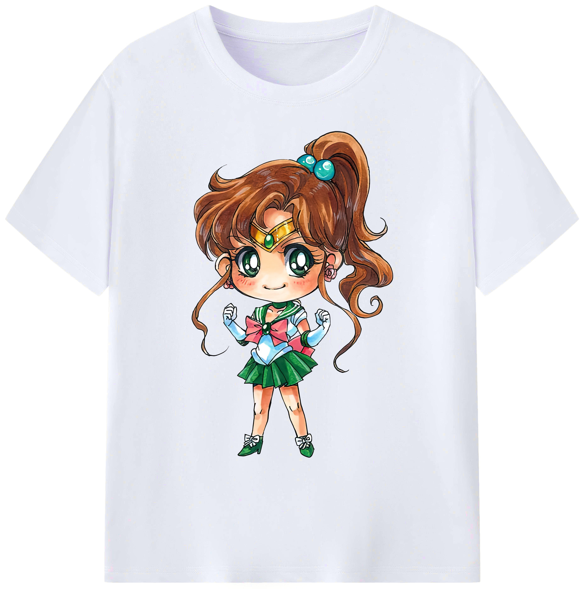 （画像用） 美少女戦士セーラームーン 木野 まこと きの まこと Sailor Moon Kino Makoto （セーラージュピター；Sailor Jupiter） 綿100％ メンズ半袖Tシャツ｜肌触りやわらか＆通気性