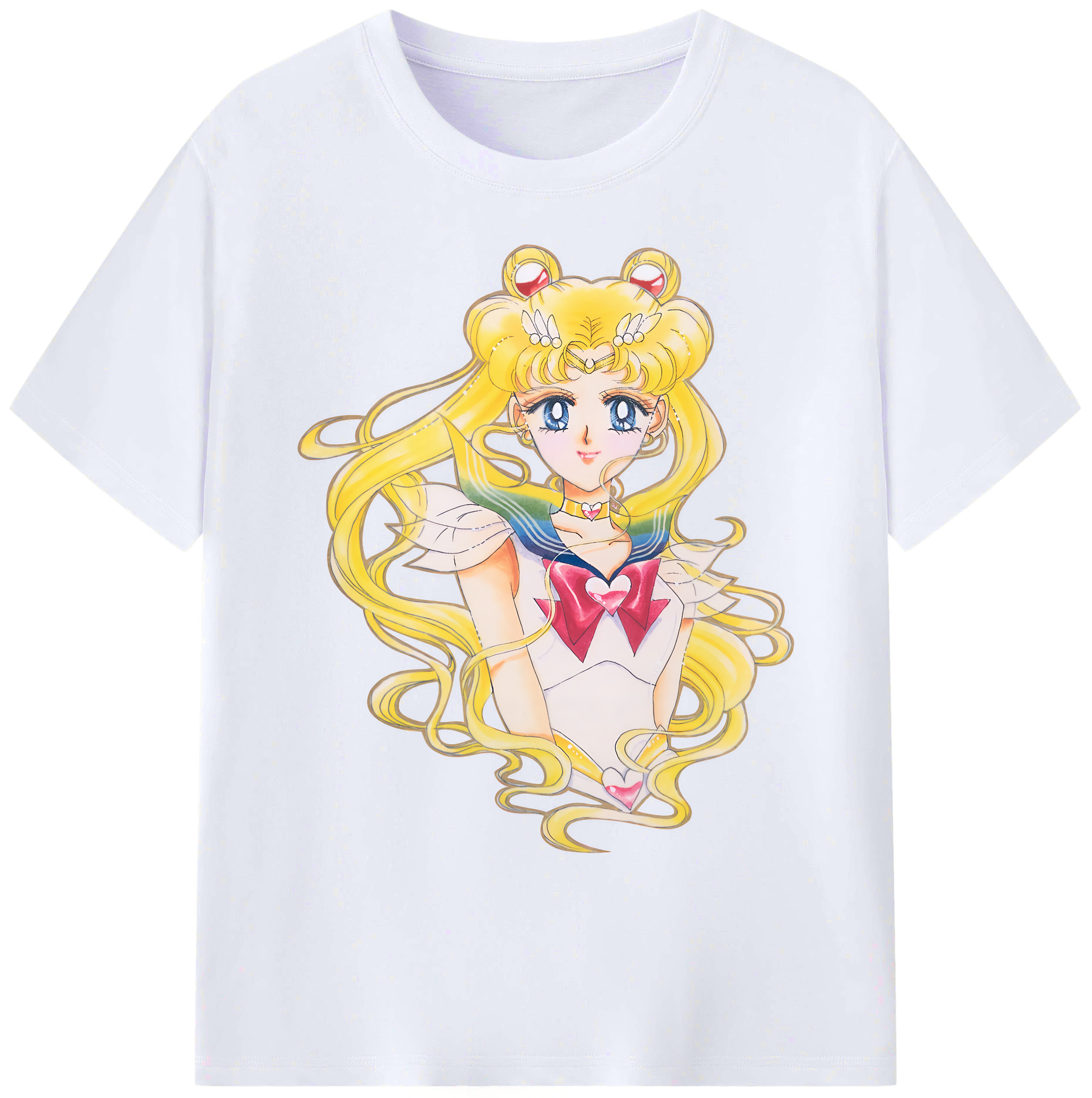 （画像用） 美少女戦士セーラームーン 月野 うさぎ つきの うさぎ Sailor Moon Tsukino Usagi 綿100％ メンズ半袖Tシャツ｜肌触りやわらか＆通気性