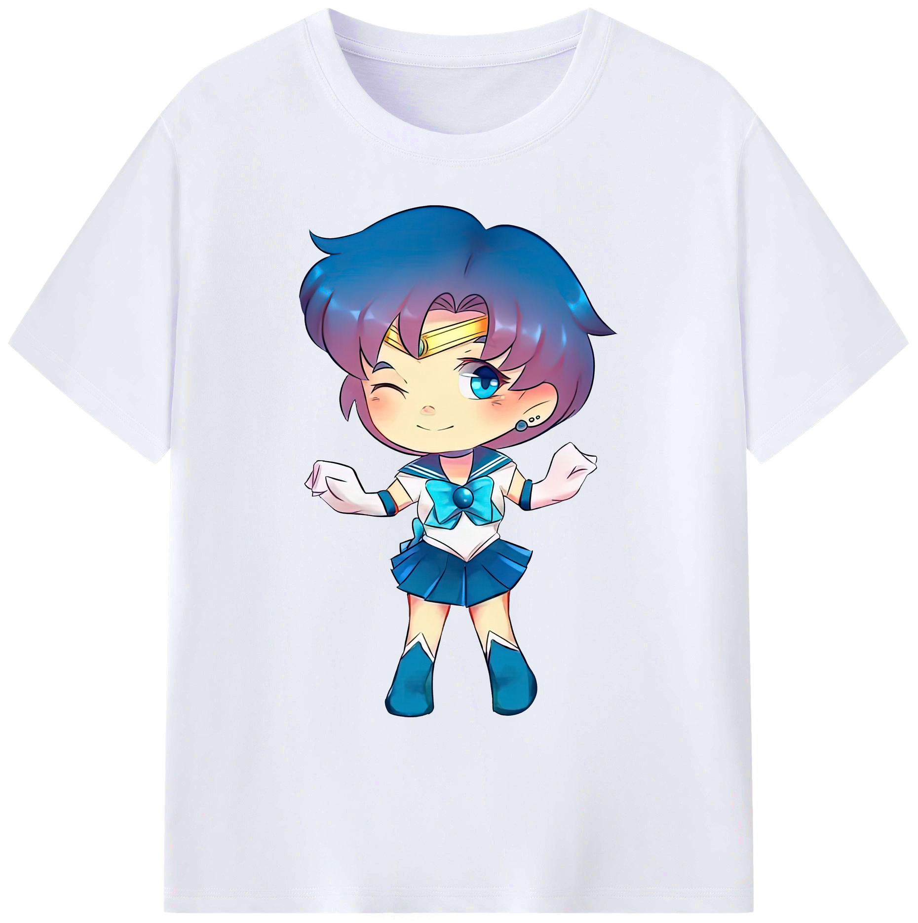 （画像用） 美少女戦士セーラームーン 水野 亜美 みずの あみ Sailor Moon Mizuno Ami 綿100％ メンズ半袖Tシャツ｜肌触りやわらか＆通気性