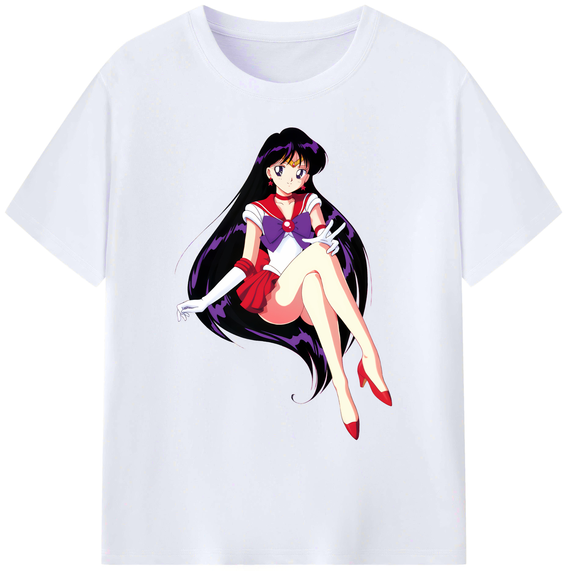 （画像用） 美少女戦士セーラームーン 火野レイ ひの レイ Sailor Moon Hino Rei （セーラーマーズ,Sailor Mars） 綿100％ メンズ半袖Tシャツ｜肌触りやわらか＆通気性