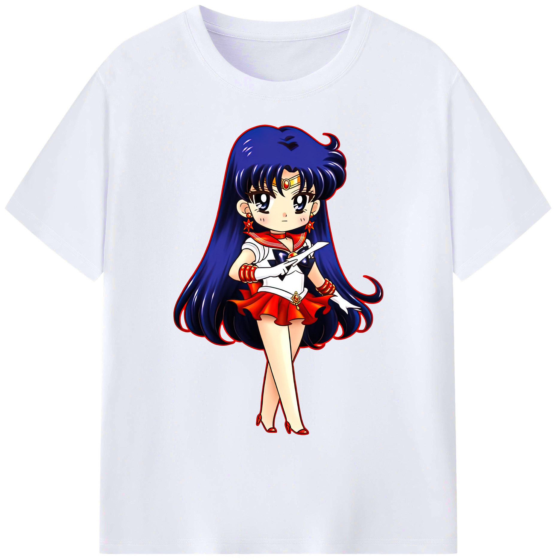 （画像用） 美少女戦士セーラームーン 火野レイ ひの レイ Sailor Moon Hino Rei （セーラーマーズ,Sailor Mars） 綿100％ メンズ半袖Tシャツ｜肌触りやわらか＆通気性