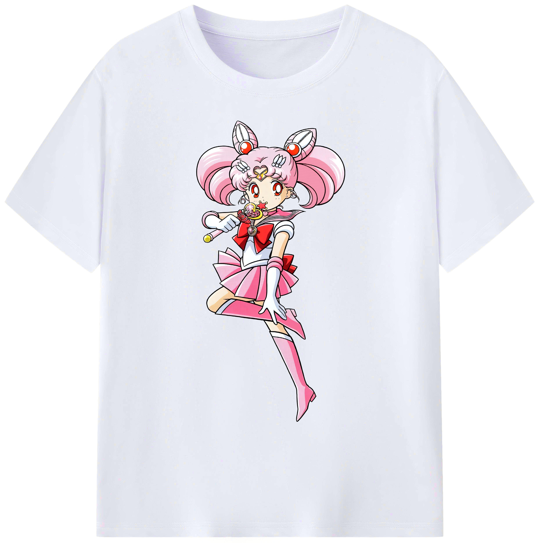 （画像用） 美少女戦士セーラームーン ちびうさ Sailor Moon Chibiusa Tsukino Usagi Small Lady Serenity 綿100％ メンズ半袖Tシャツ｜肌触りやわらか＆通気性