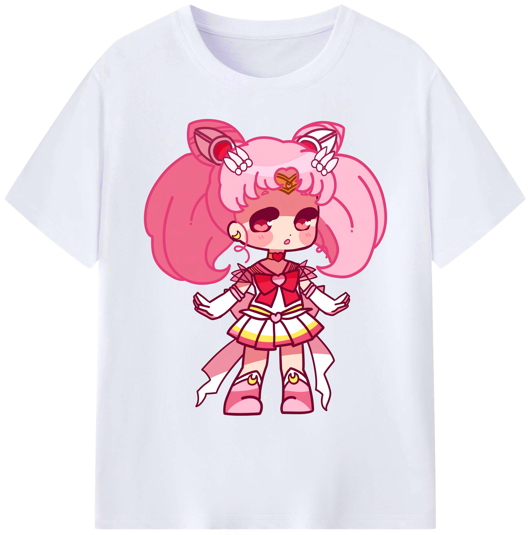 （画像用） 美少女戦士セーラームーン ちびうさ Sailor Moon Chibiusa Tsukino Usagi Small Lady Serenity 綿100％ メンズ半袖Tシャツ｜肌触りやわらか＆通気性