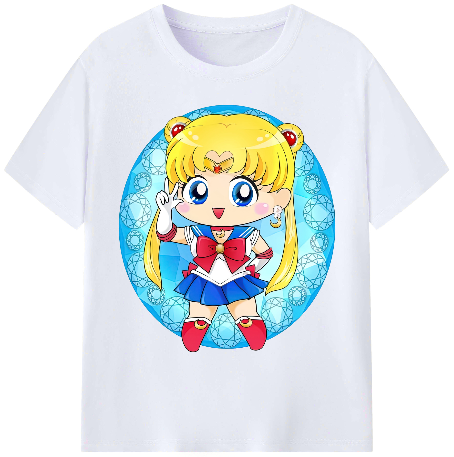 （画像用） 美少女戦士セーラームーン 月野 うさぎ つきの うさぎ Sailor Moon Tsukino Usagi 綿100％ メンズ半袖Tシャツ｜肌触りやわらか＆通気性