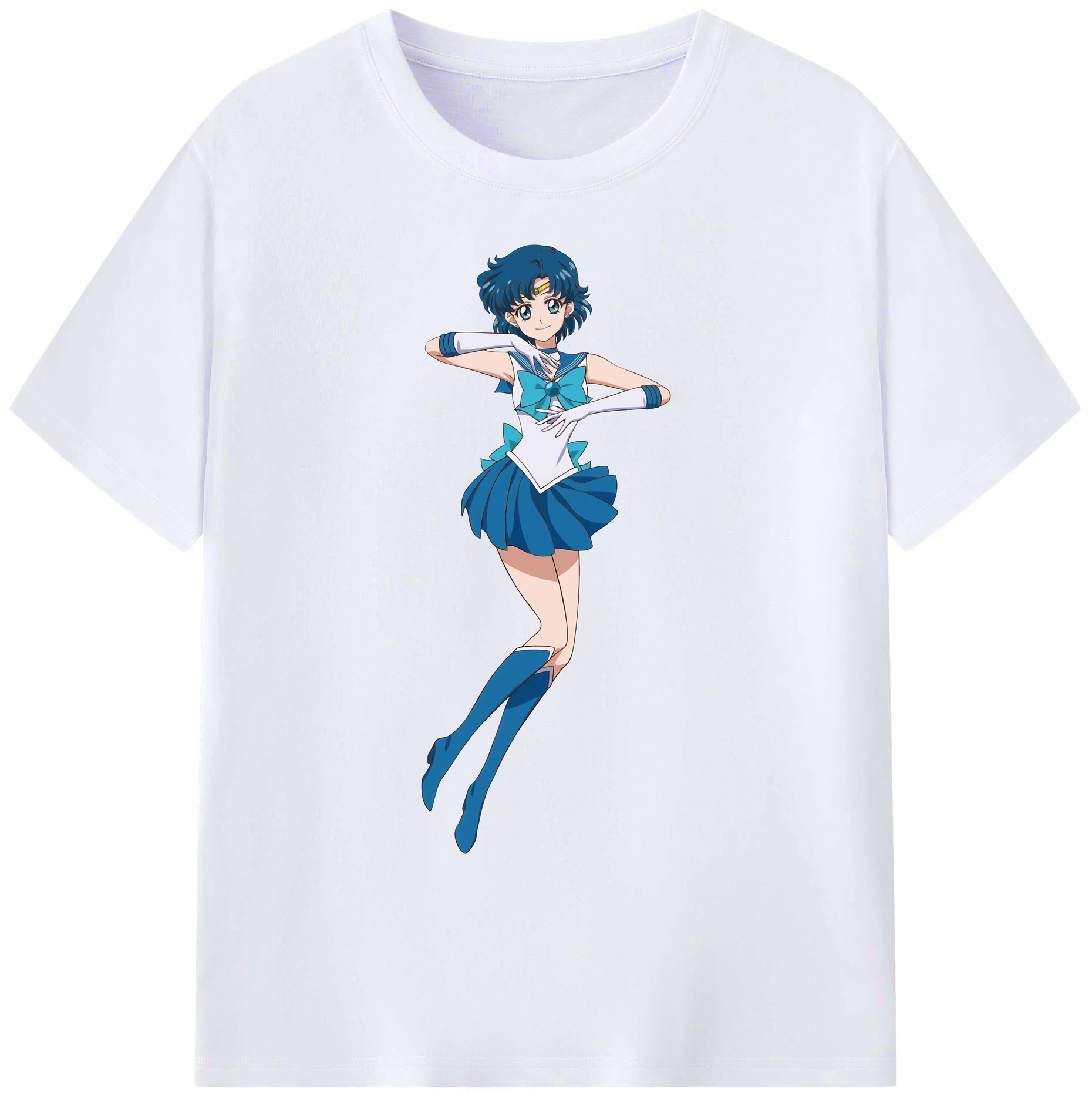 （画像用） 美少女戦士セーラームーン 水野 亜美 みずの あみ Sailor Moon Mizuno Ami 綿100％ メンズ半袖Tシャツ｜肌触りやわらか＆通気性