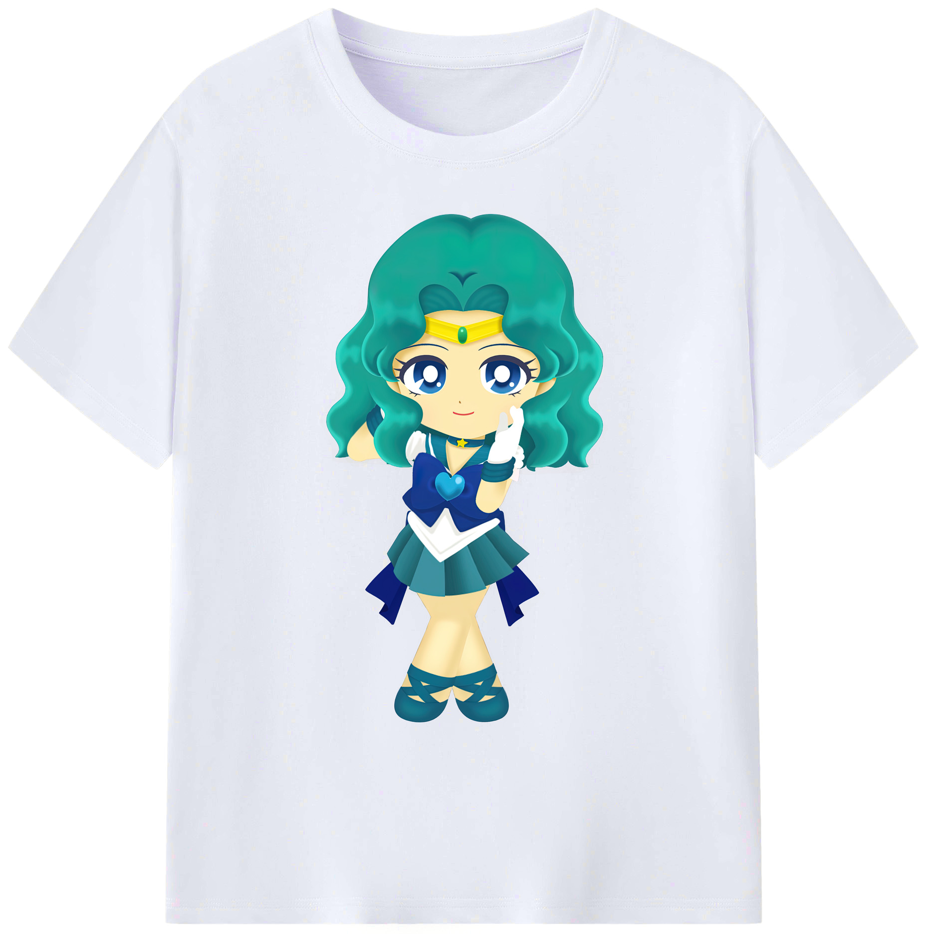 （画像用） 美少女戦士セーラームーン 海王 みちる（かいおう みちる） Sailor Moon Kaiou Michiru 綿100％ メンズ半袖Tシャツ｜肌触りやわらか＆通気性