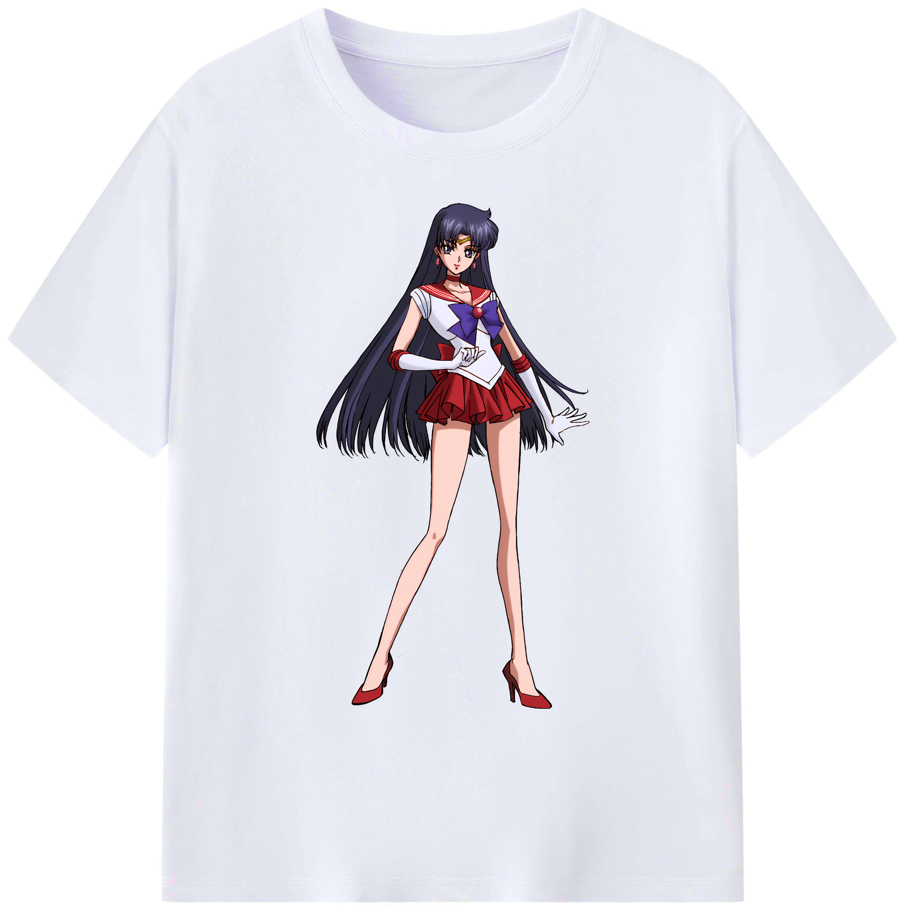 （画像用） 美少女戦士セーラームーン 火野レイ ひの レイ Sailor Moon Hino Rei （セーラーマーズ,Sailor Mars） 綿100％ メンズ半袖Tシャツ｜肌触りやわらか＆通気性