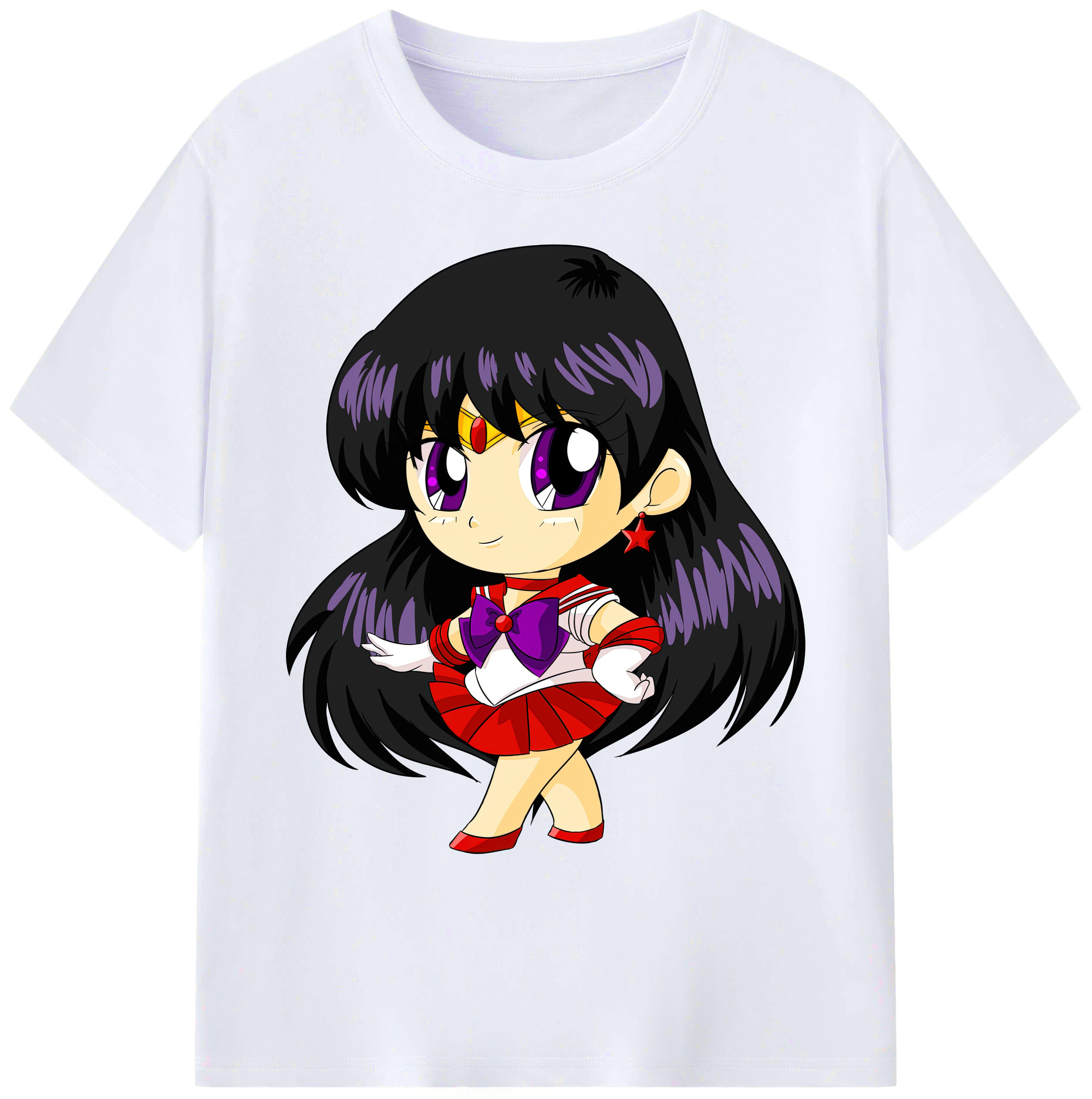 （画像用） 美少女戦士セーラームーン 火野レイ ひの レイ Sailor Moon Hino Rei （セーラーマーズ,Sailor Mars） 綿100％ メンズ半袖Tシャツ｜肌触りやわらか＆通気性