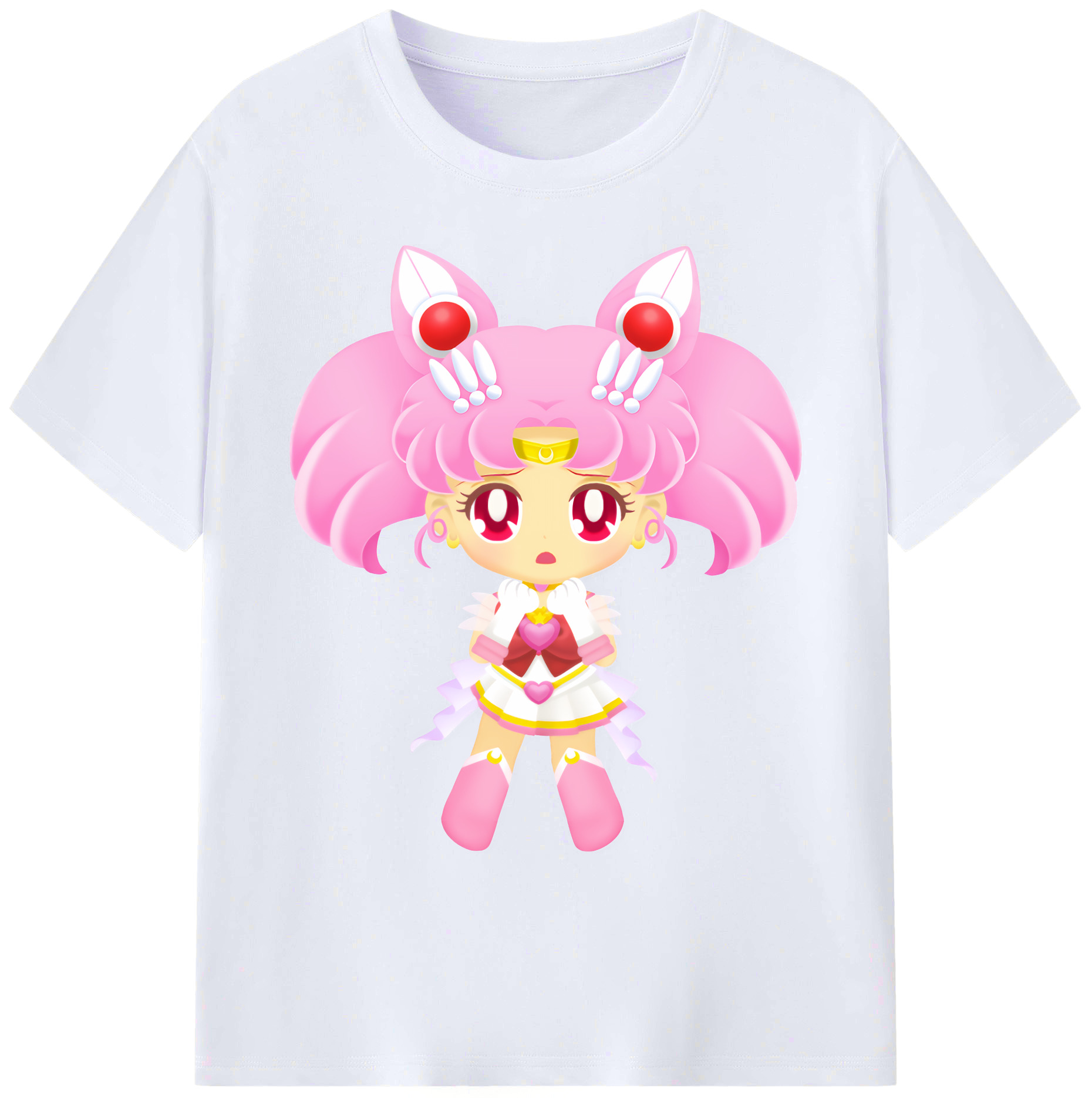 （画像用） 美少女戦士セーラームーン ちびうさ Sailor Moon Chibiusa Tsukino Usagi Small Lady Serenity 綿100％ メンズ半袖Tシャツ｜肌触りやわらか＆通気性